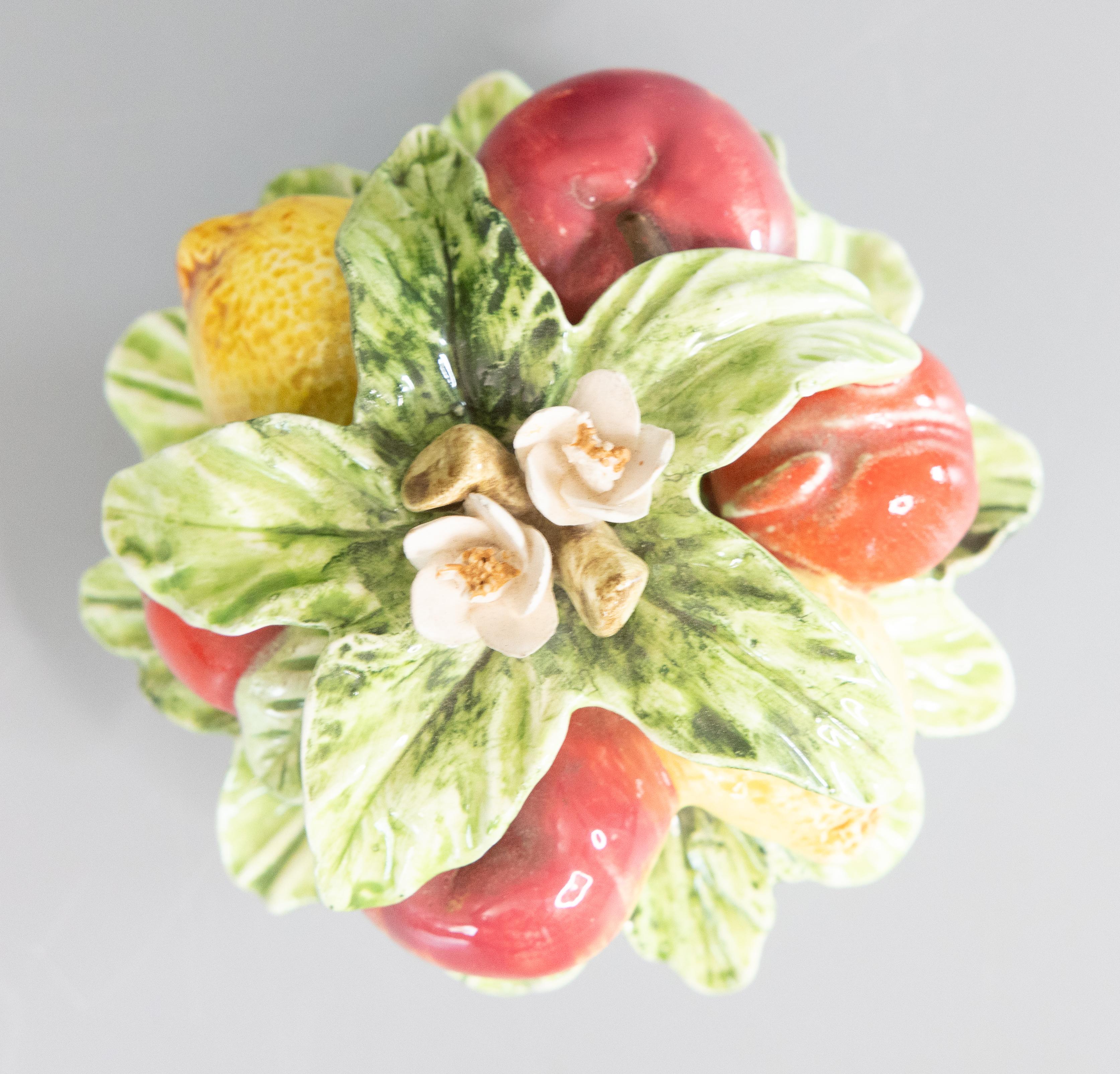 20th Century Vintage Petite Italian Majolica Fruit Basket For Sale