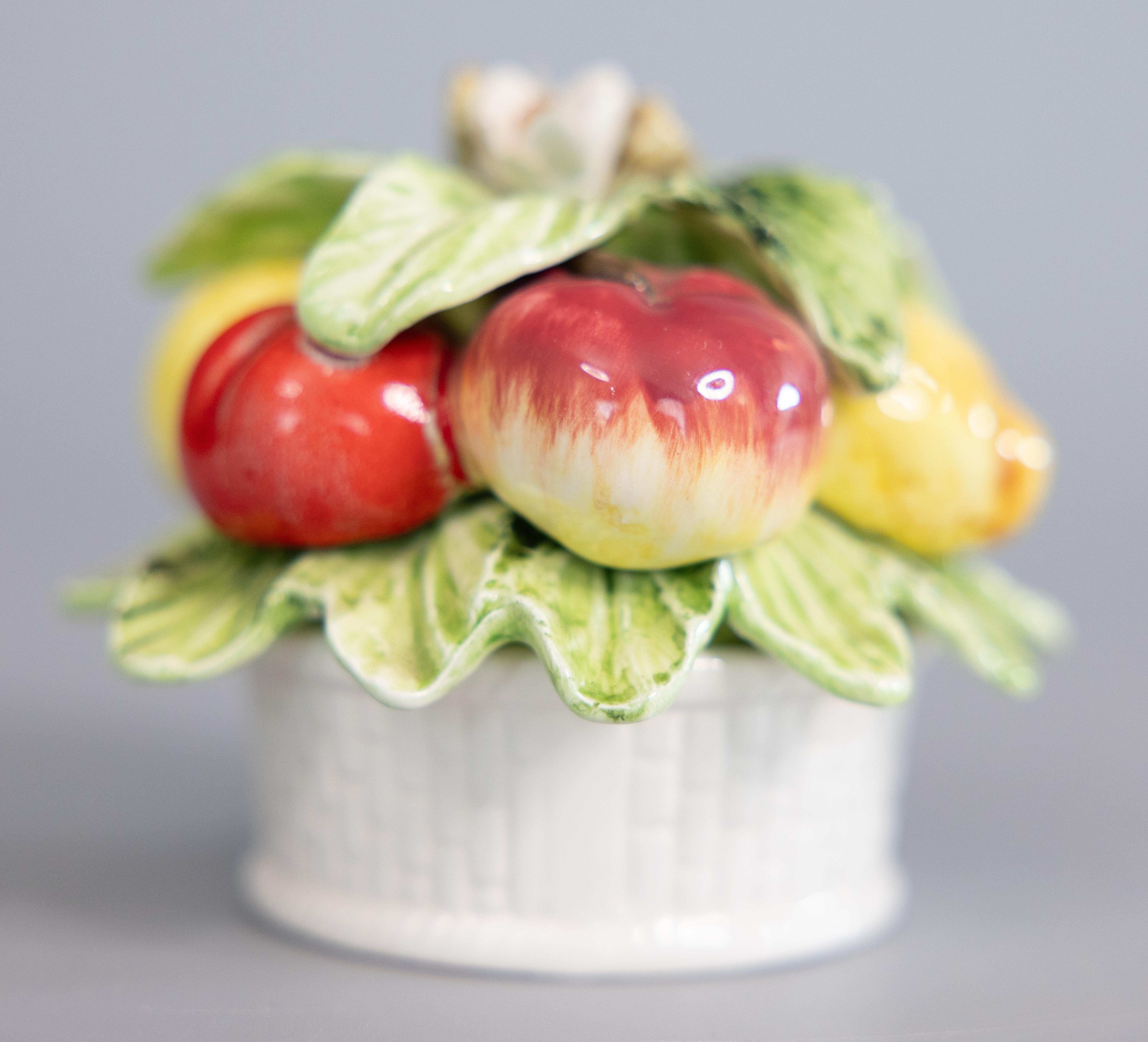 Ceramic Vintage Petite Italian Majolica Fruit Basket For Sale