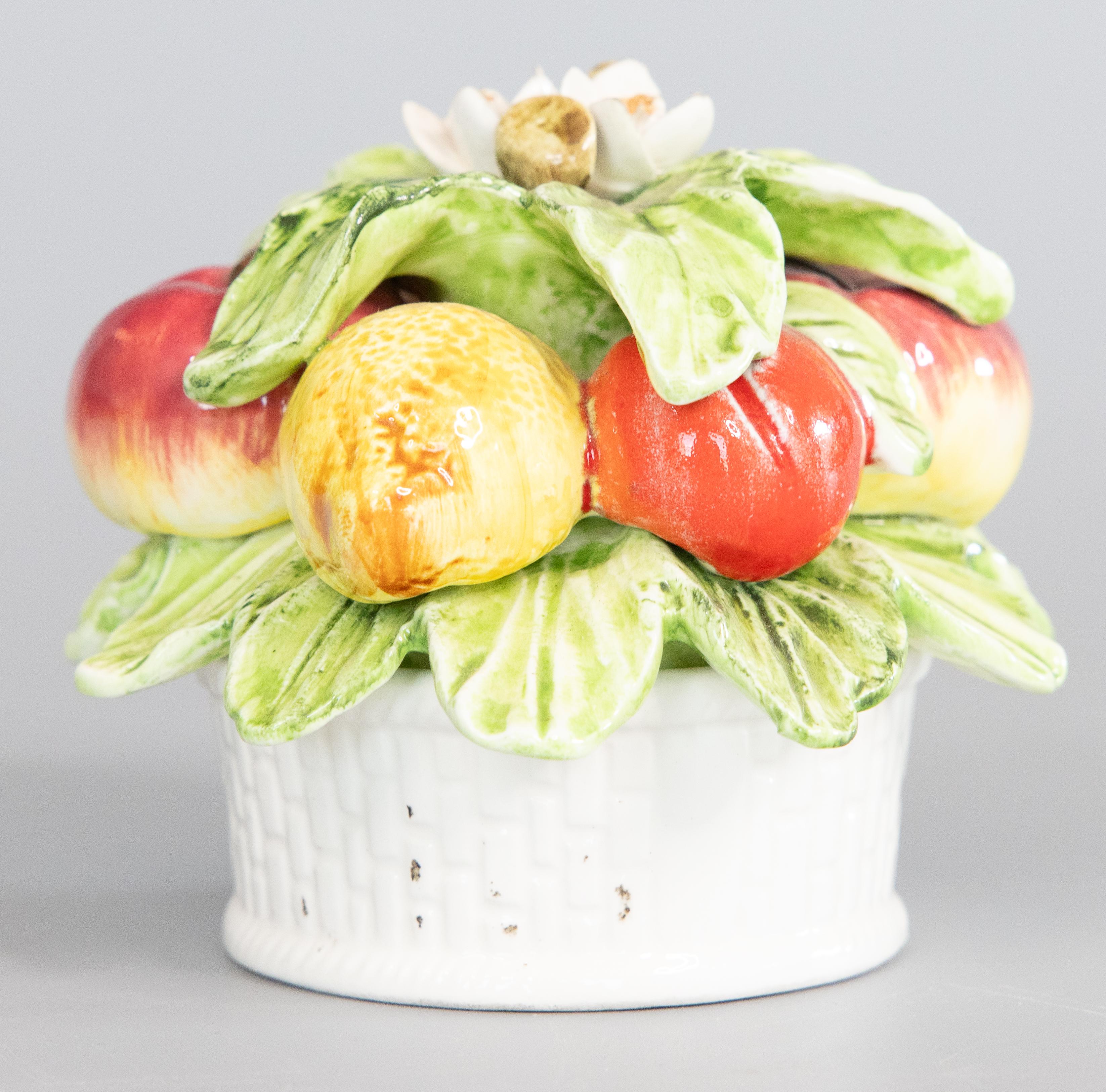 Vintage Petite Italian Majolica Fruit Basket For Sale 2