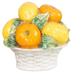 Vintage Petite Italian Majolica Lemons & Oranges Topiary Basket