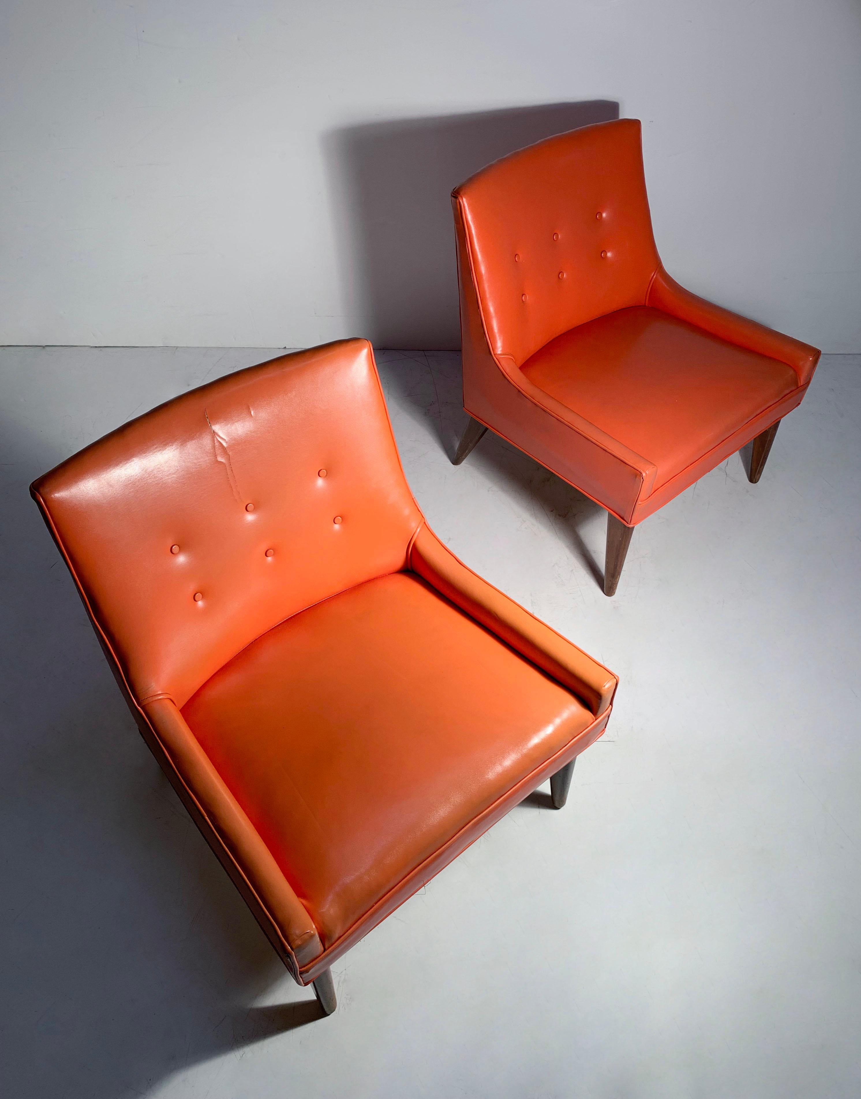 20th Century Vintage Petite Lounge Slipper Chairs Attributed to Harvey Probber For Sale
