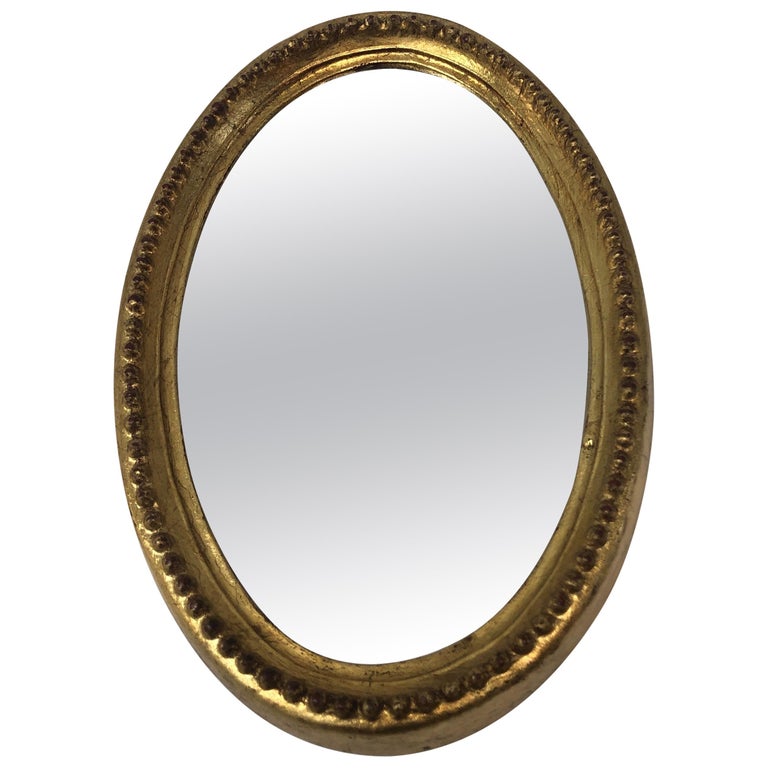 Vintage Petite Oval Gold Leaf Florentine Wall Mirror at 1stDibs