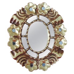 Vintage Petite Oval Hand Carved Gold Leaf Decorative Wood Mirror