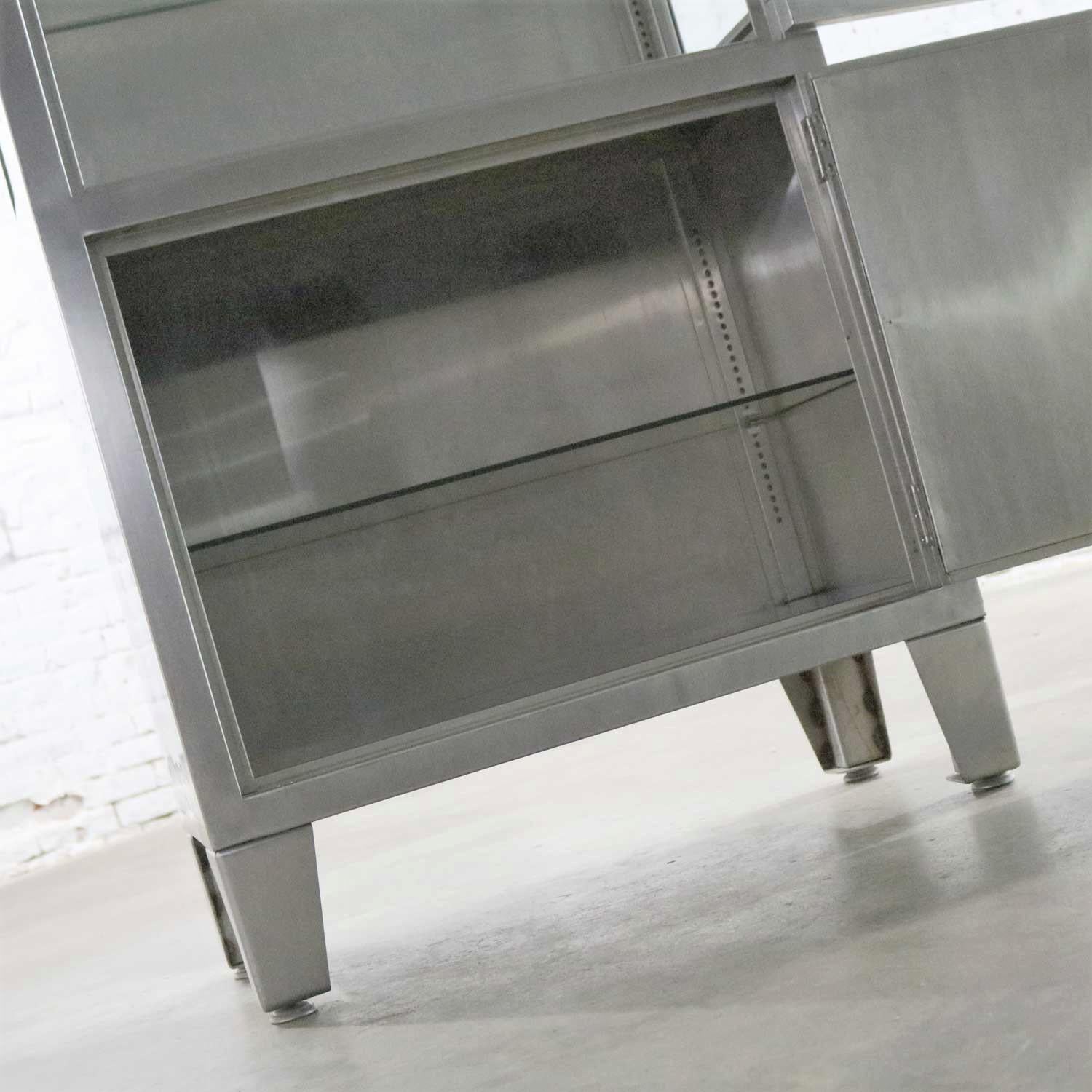 Vintage Petite Stainless Steel Industrial or Medical Display Storage Cabinet PR 7