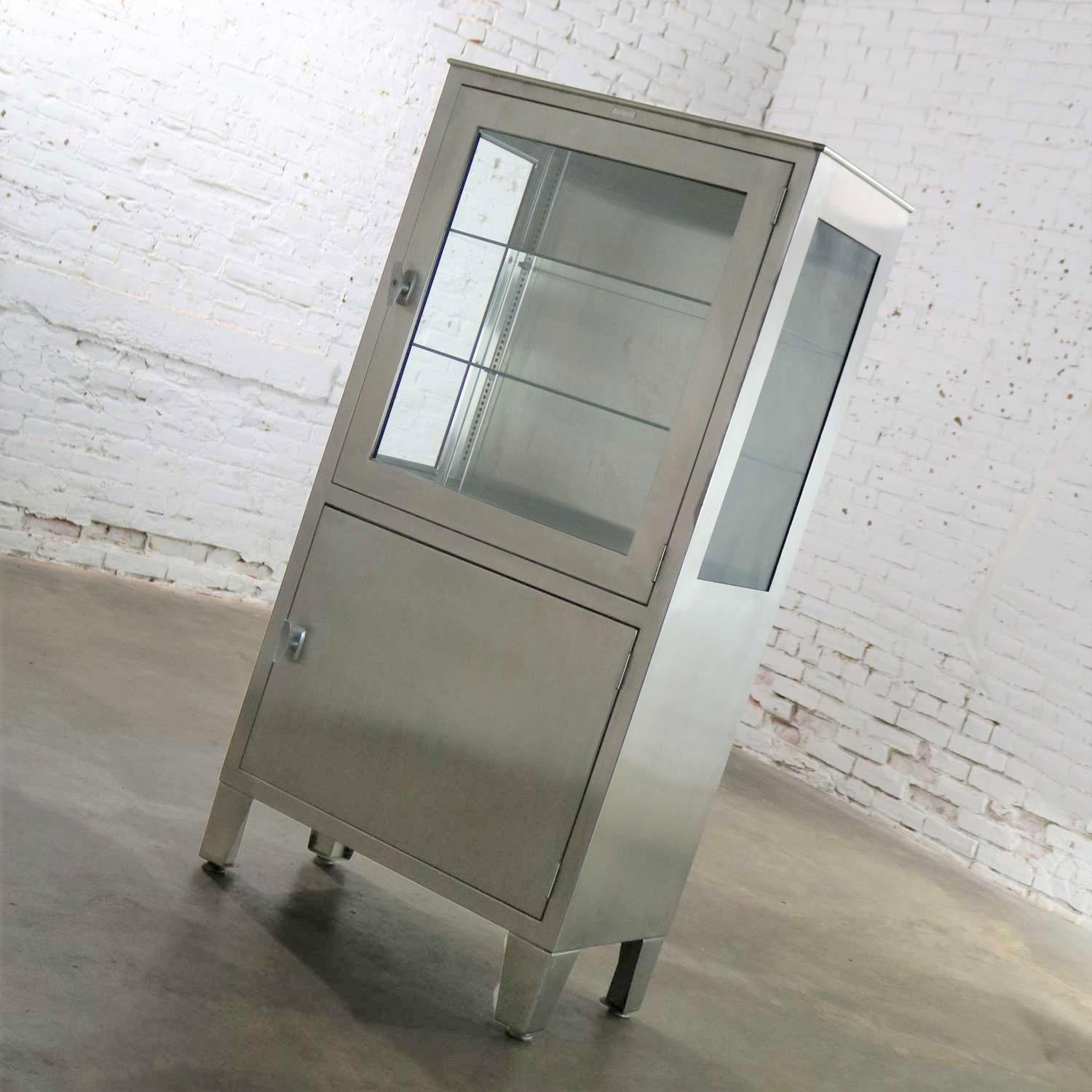 20th Century Vintage Petite Stainless Steel Industrial or Medical Display Storage Cabinet PR