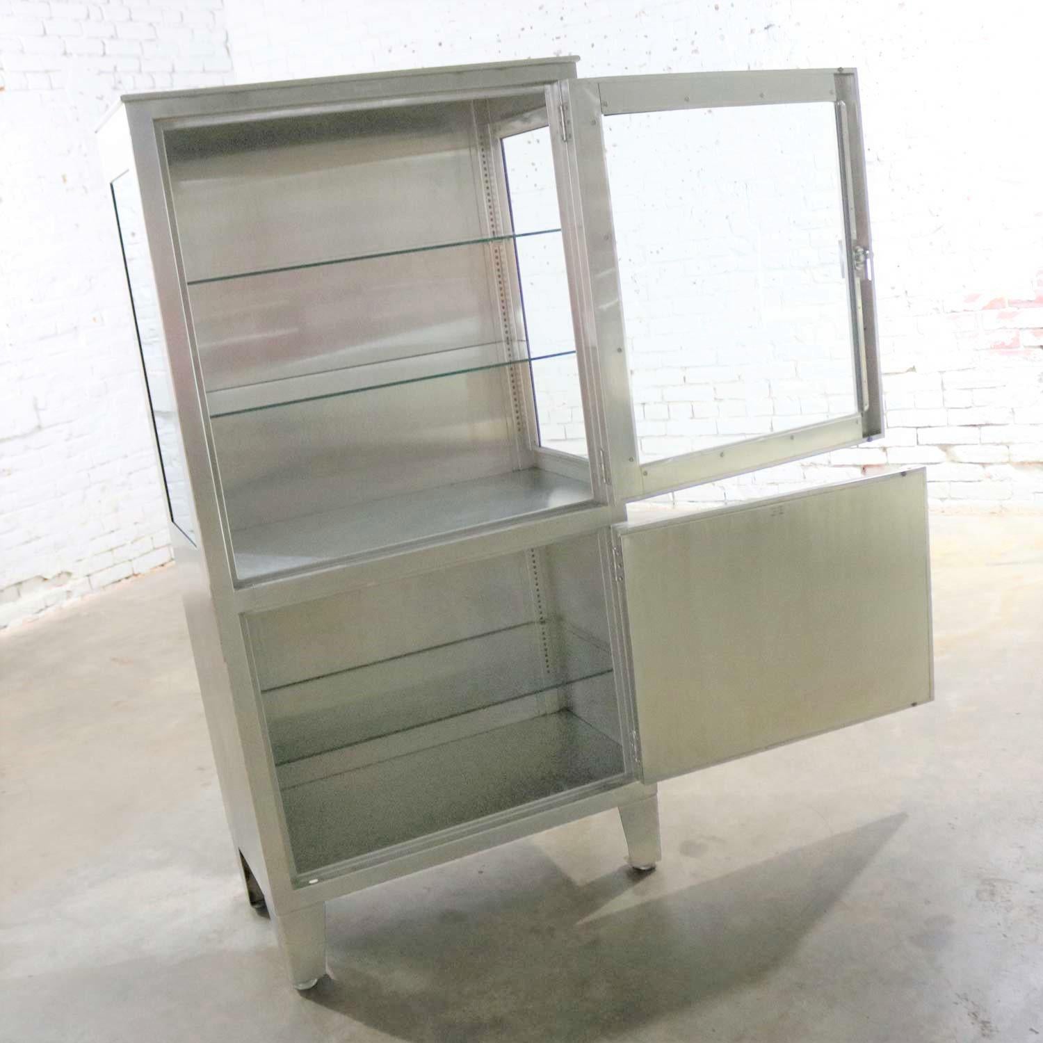 Vintage Petite Stainless Steel Industrial or Medical Display Storage Cabinet PR 1