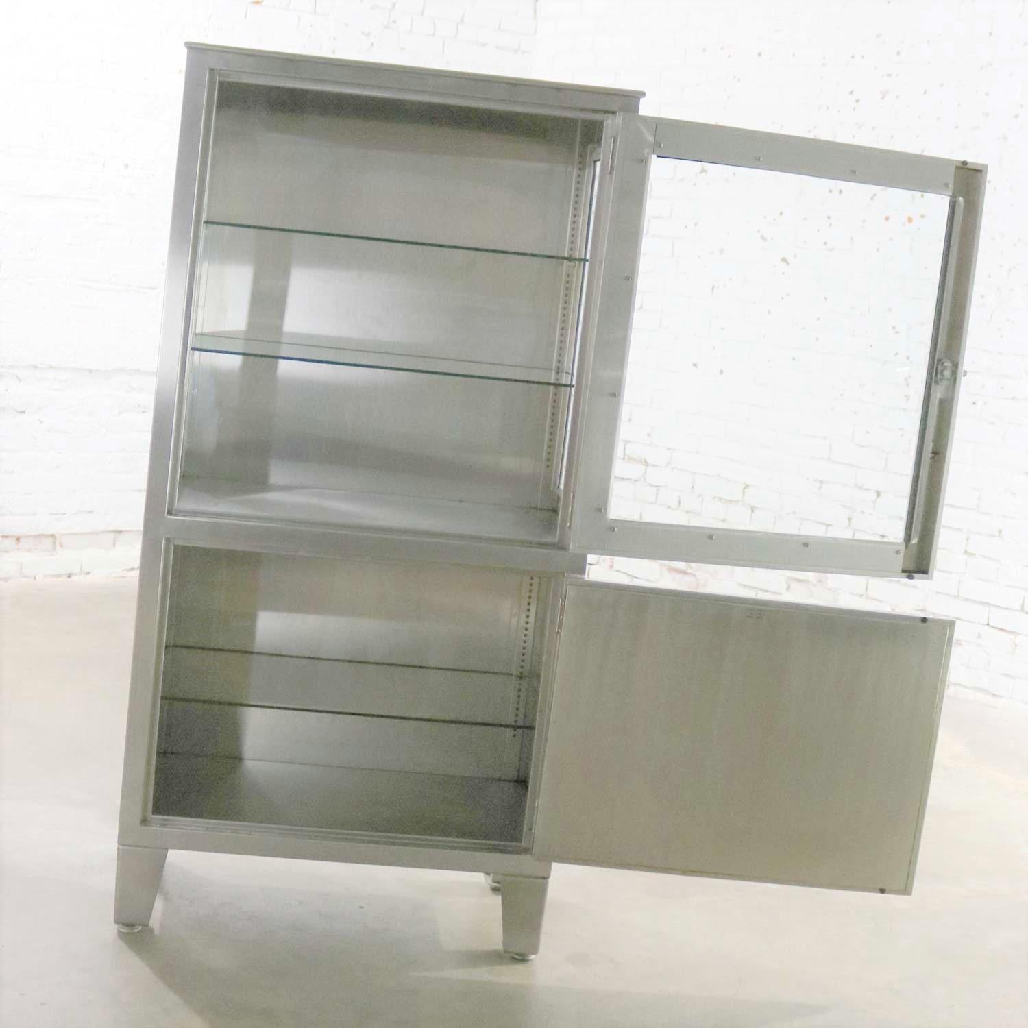 Vintage Petite Stainless Steel Industrial or Medical Display Storage Cabinet PR 2