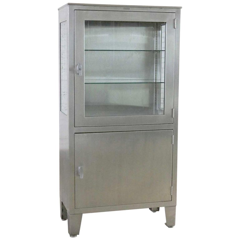 Vintage Petite Stainless Steel Industrial Or Medical Display