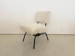 Vintage Petite Stahlrahmen Slipper Stuhl, neue Polsterung