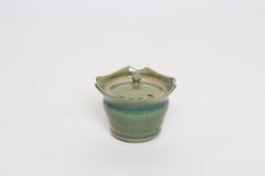 Vintage Petite Studio Ceramic Green Lidded Sugar Bowl by Deanna Nichols