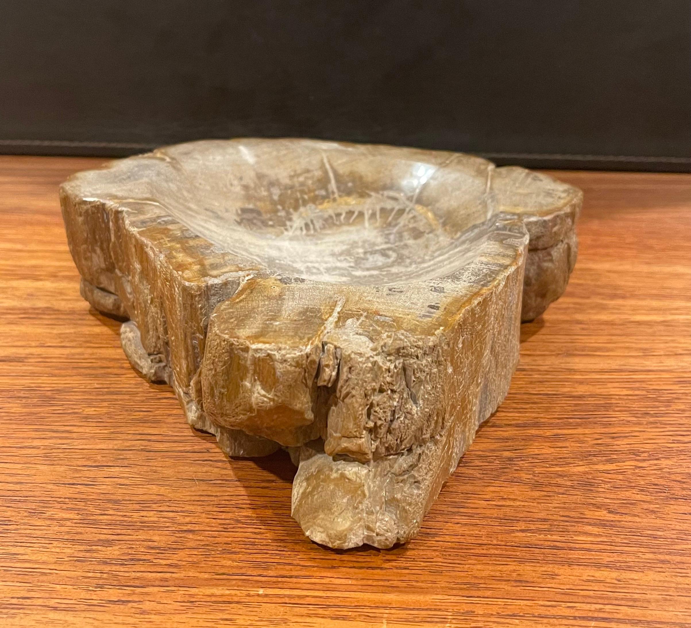 A very nice vintage petrified wood bowl / ashtray, circa 1960s. The piece is in very good condition with wonderful brown and tan colors and measures 9.75