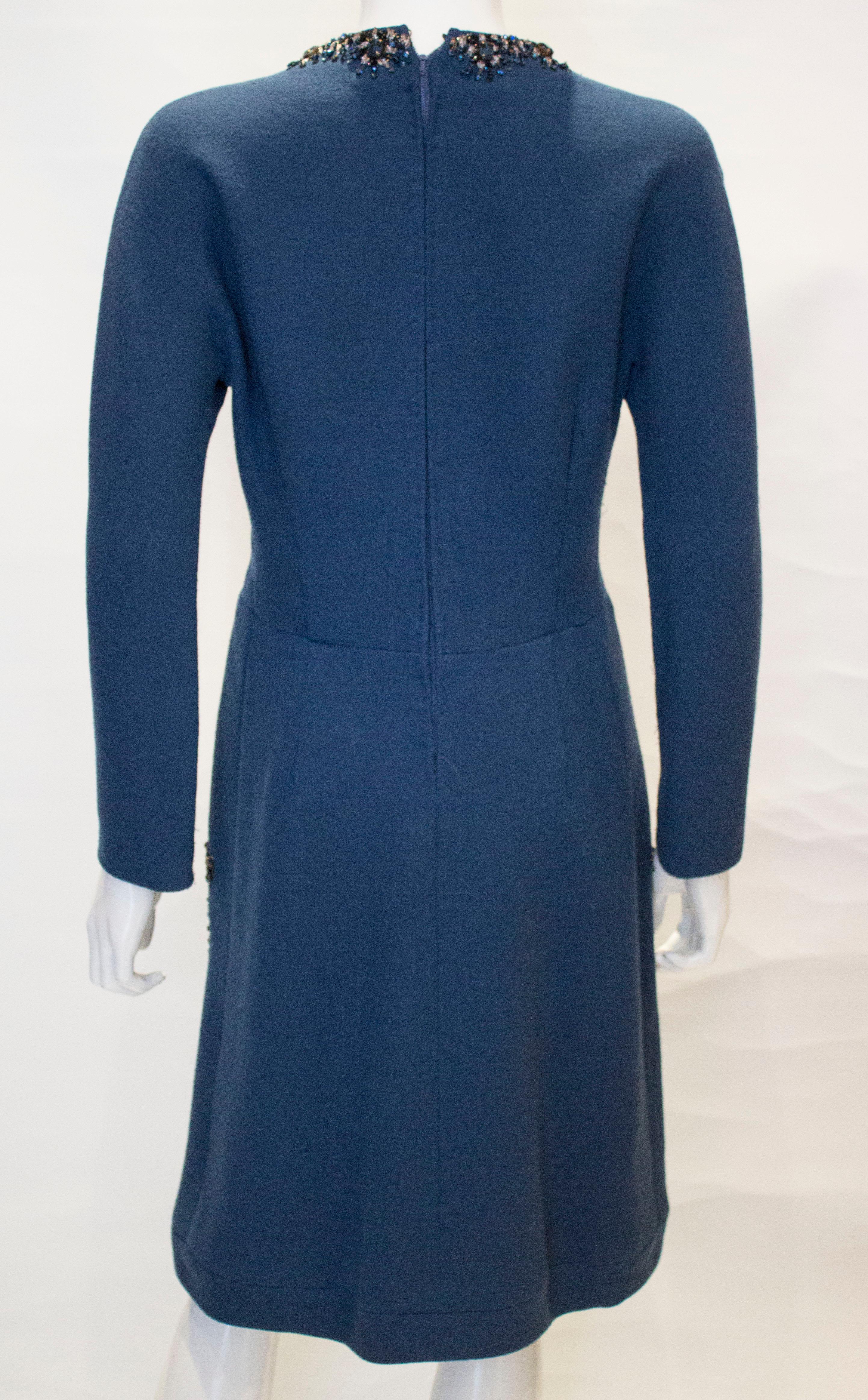 Vintage Petrol Blue Cocktail Dress by  Assutina Alta Moda For Sale 1