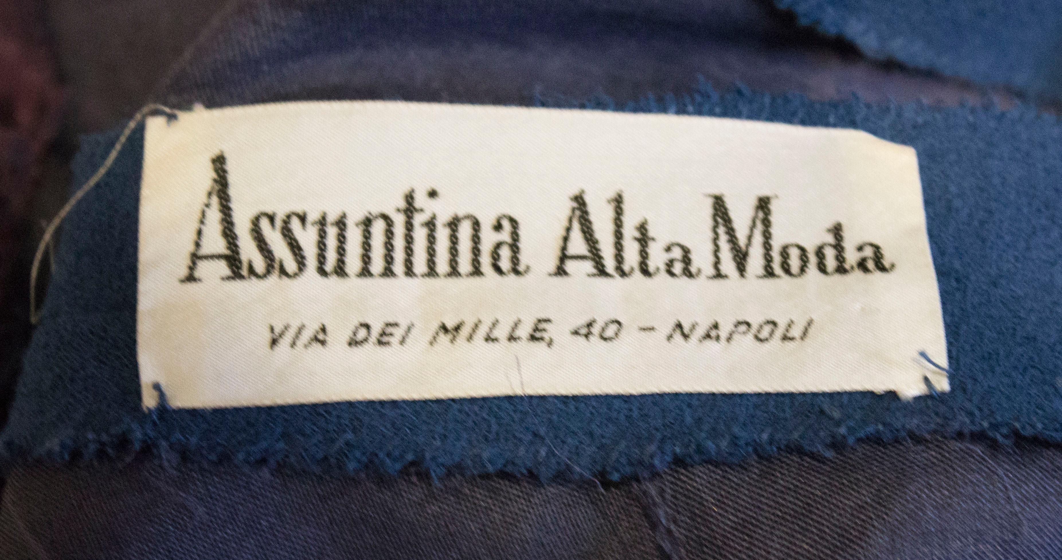 Vintage Petrol Blue Cocktail Dress by  Assutina Alta Moda For Sale 2