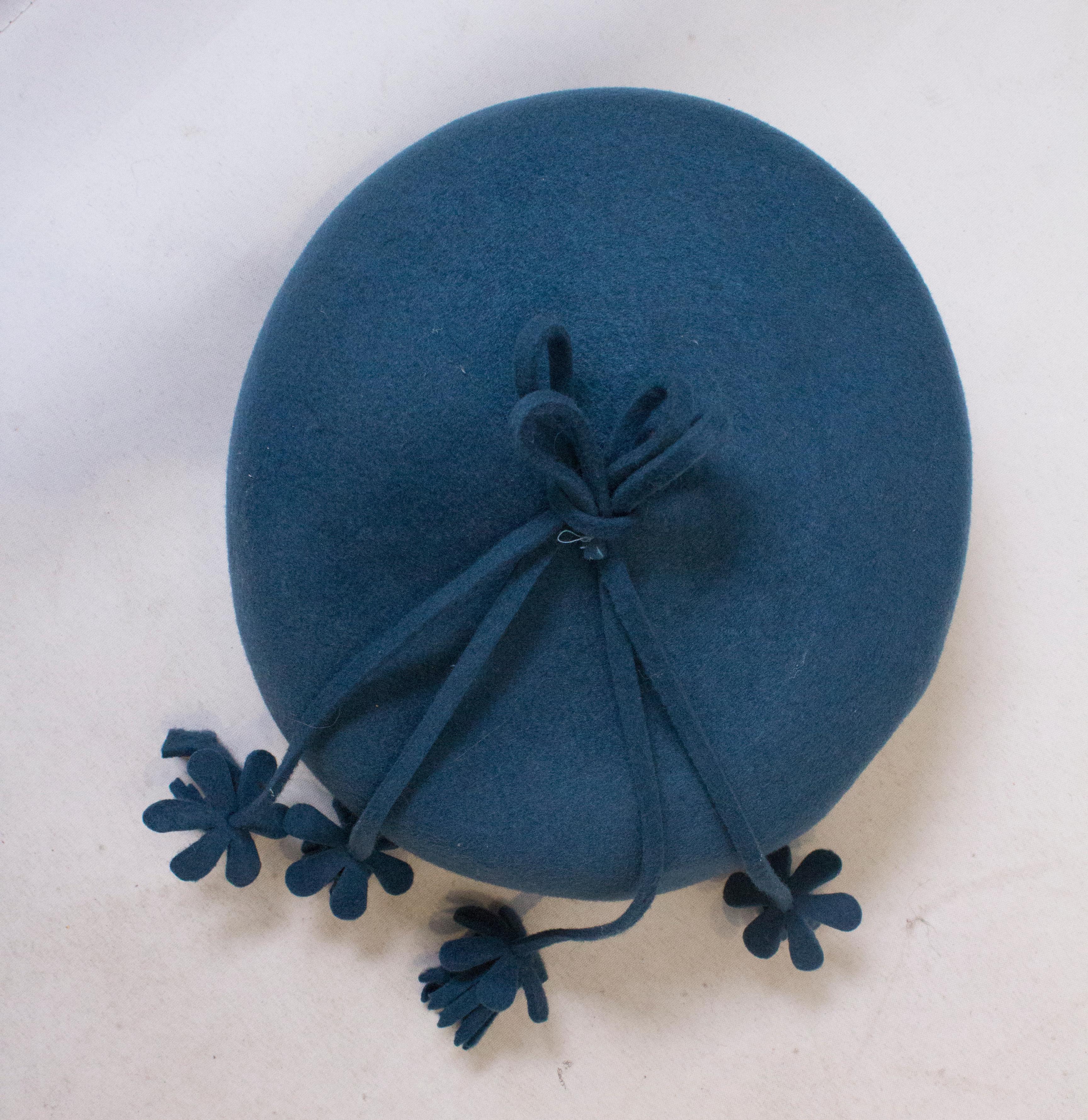 Women's Vintage Petrol Blue Felt Hat