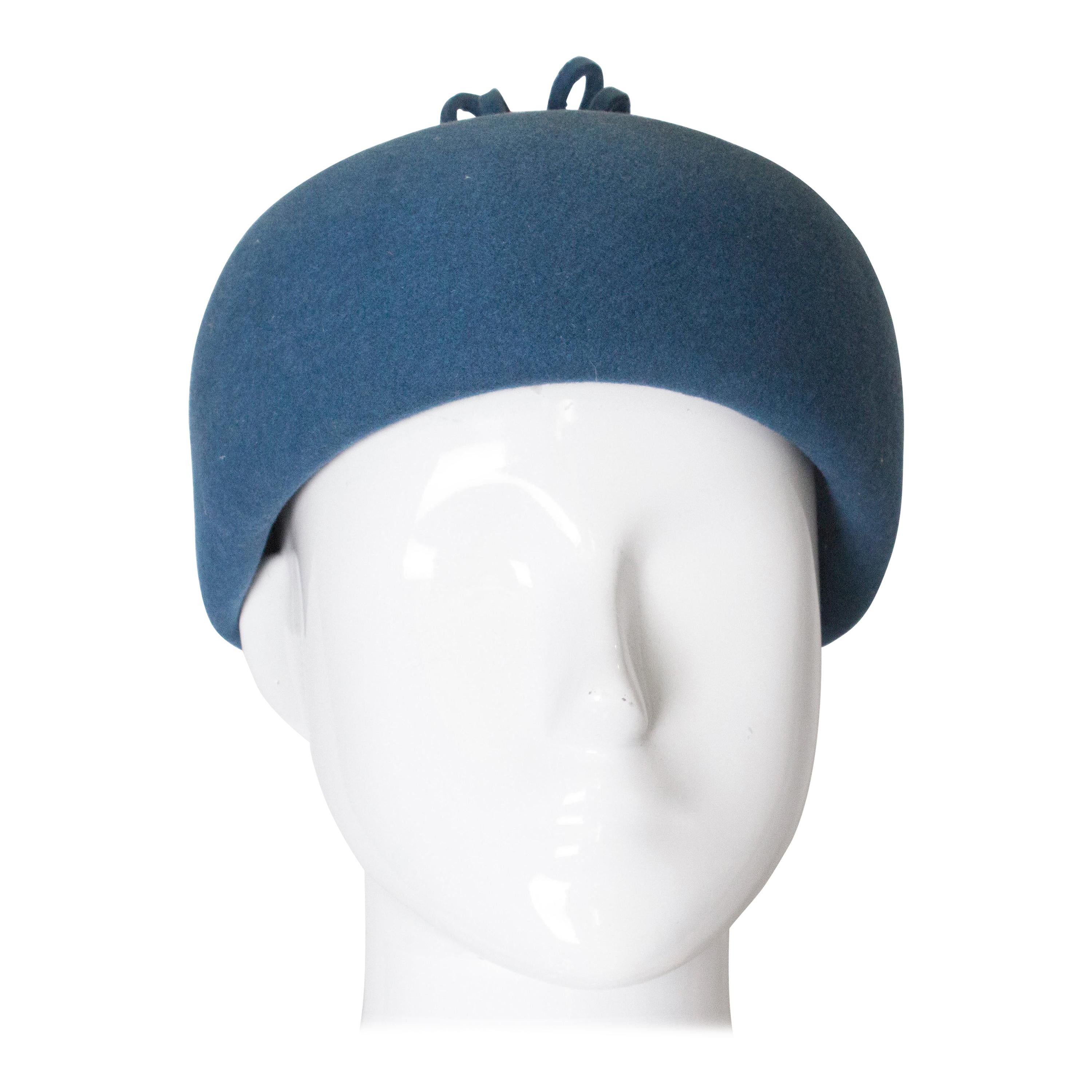Vintage Petrol Blue Felt Hat