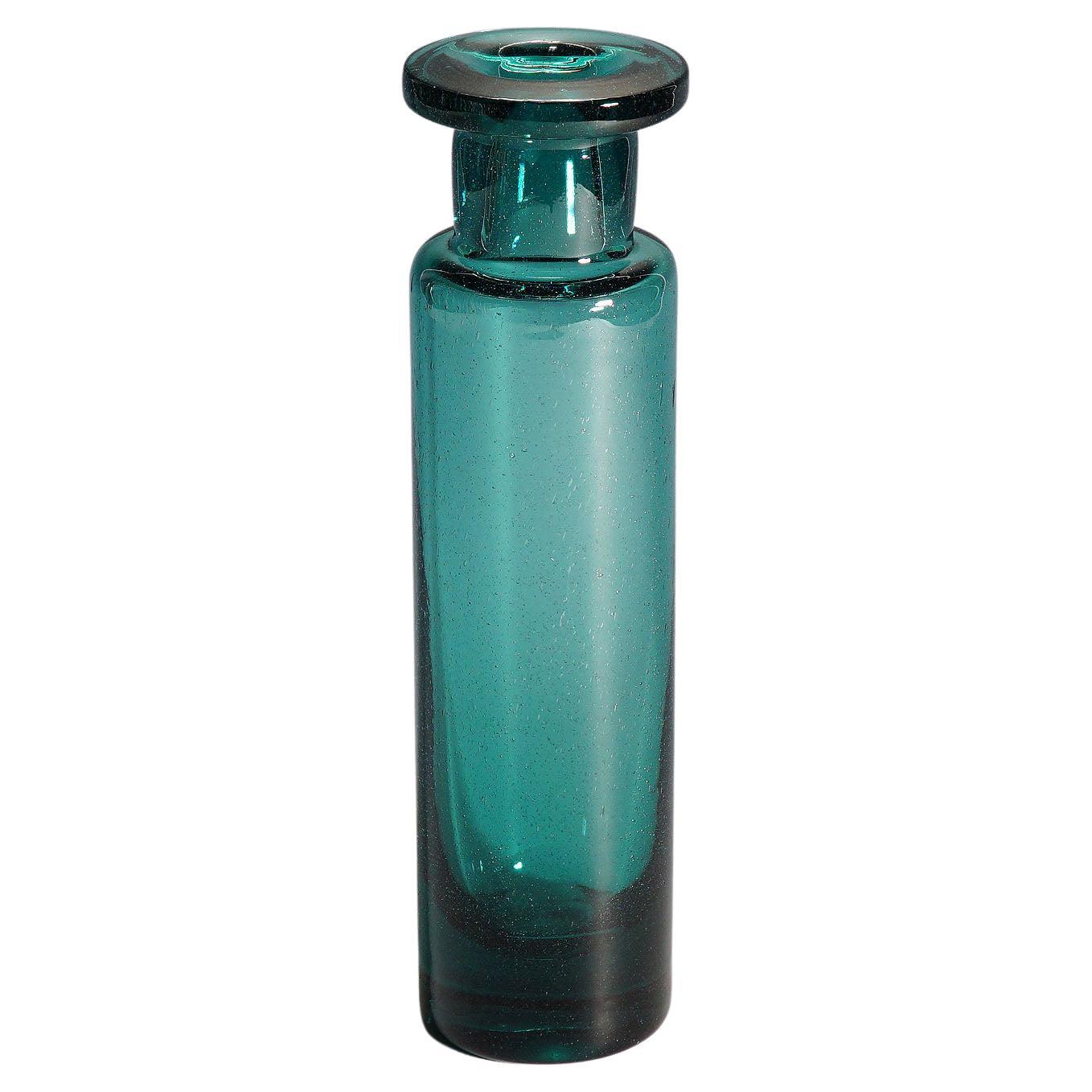 Vintage Petrol Colored Glass Vase by Ichendorfer Glassworks, ca. 1960s