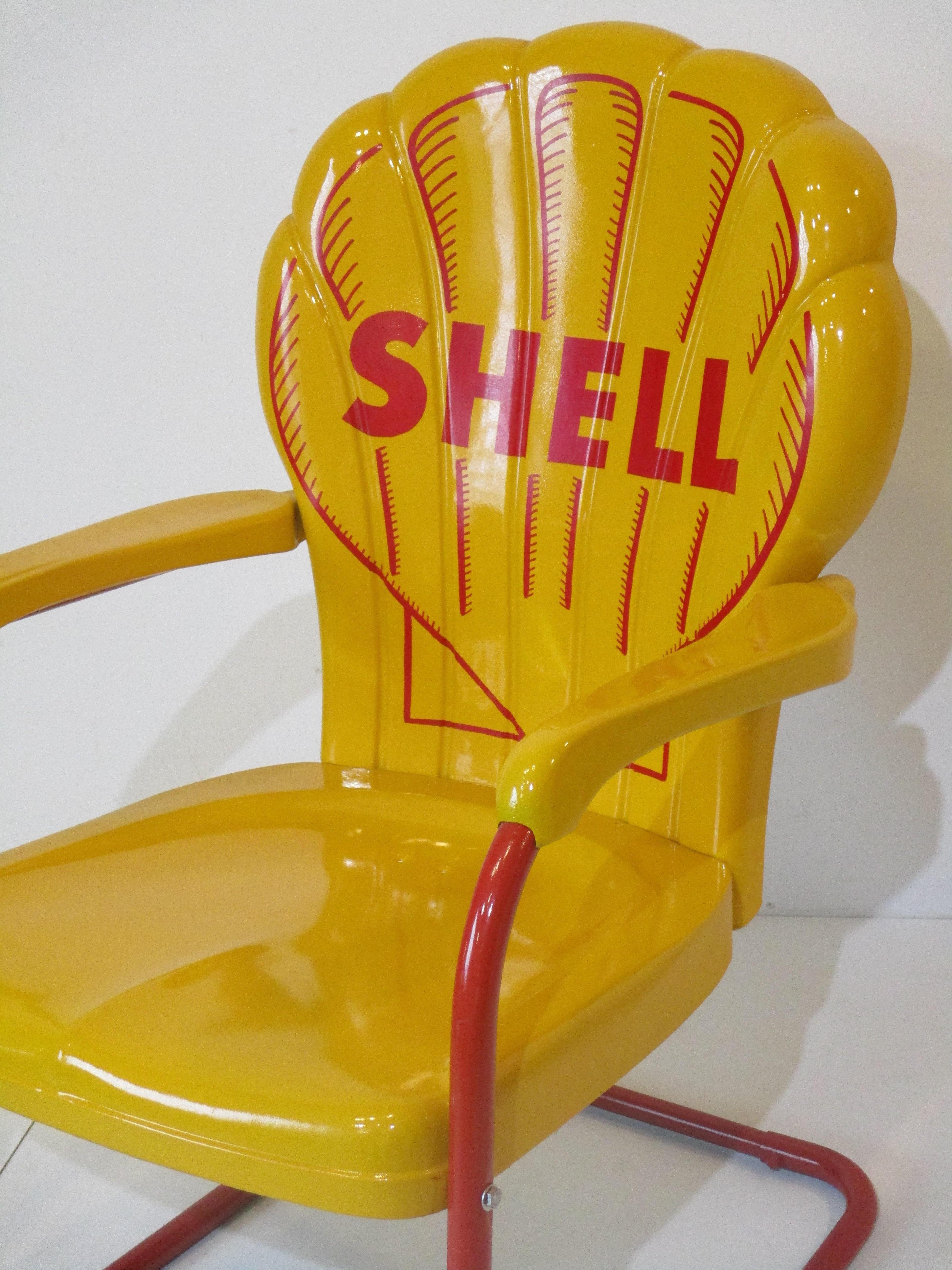 Vintage Petroliana Metal Shell Oil Gas Station Chair  5