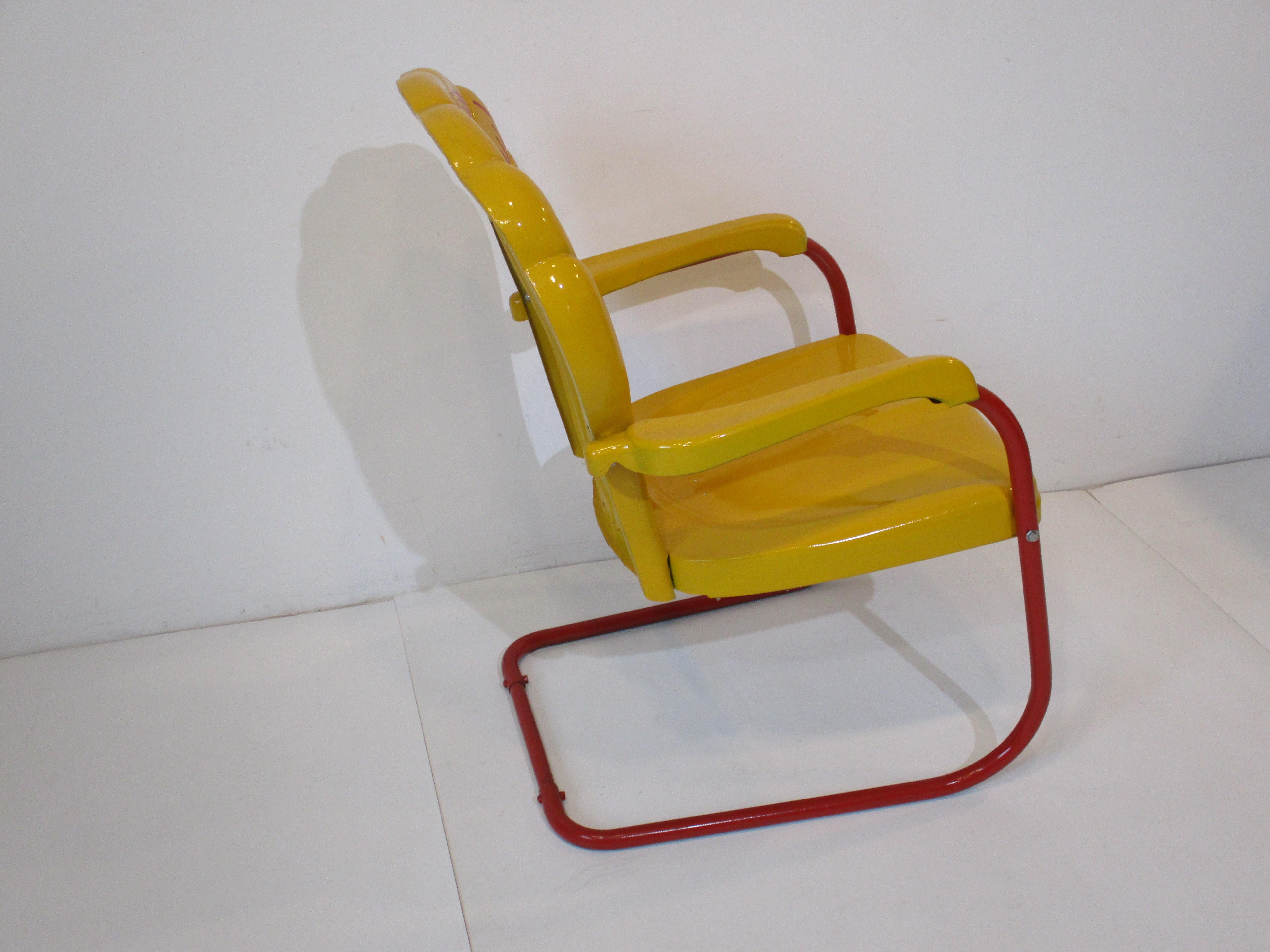 Mid-Century Modern Vintage Petroliana Metal Shell Oil Gas Station Chair 