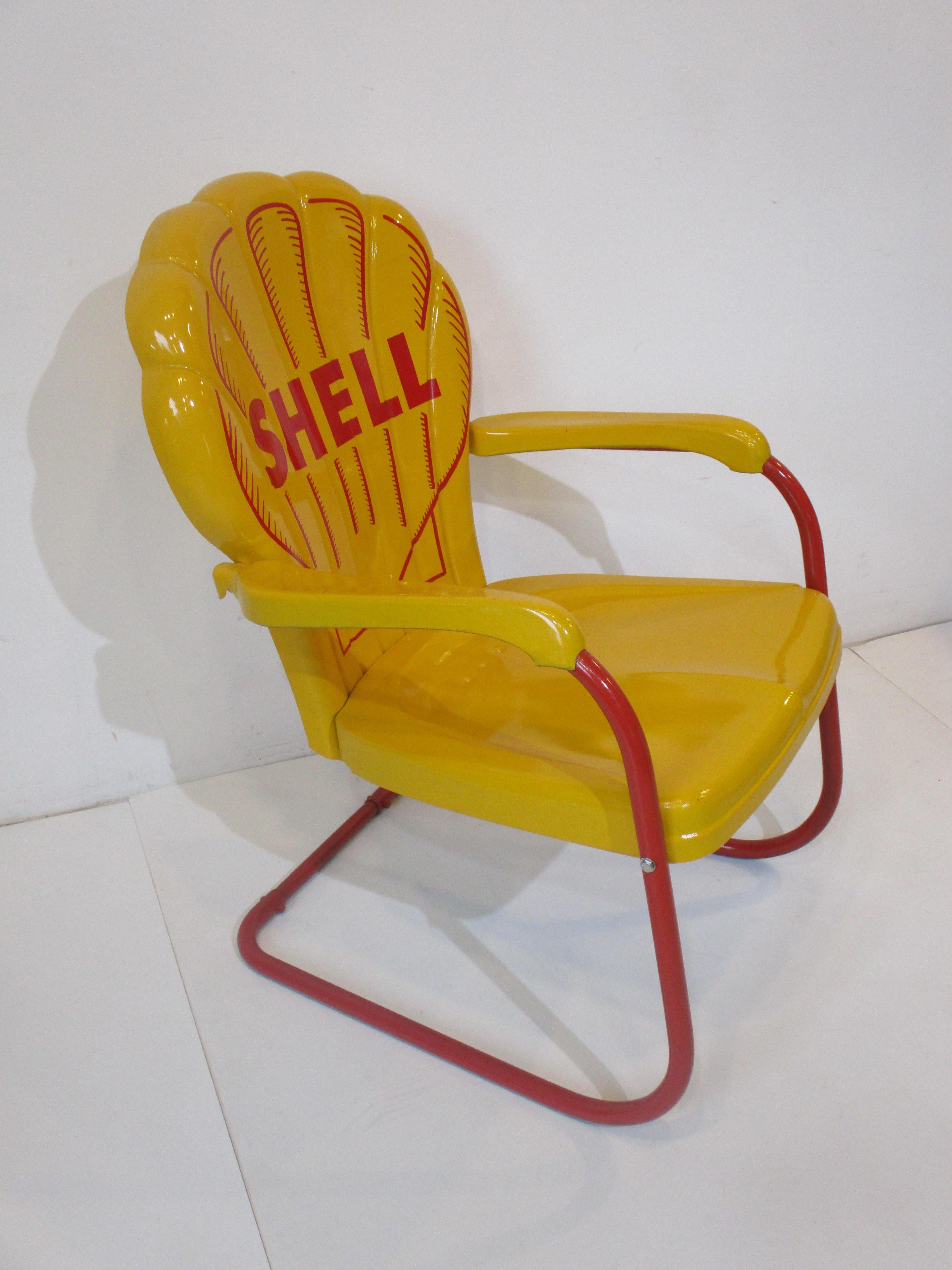 American Vintage Petroliana Metal Shell Oil Gas Station Chair 