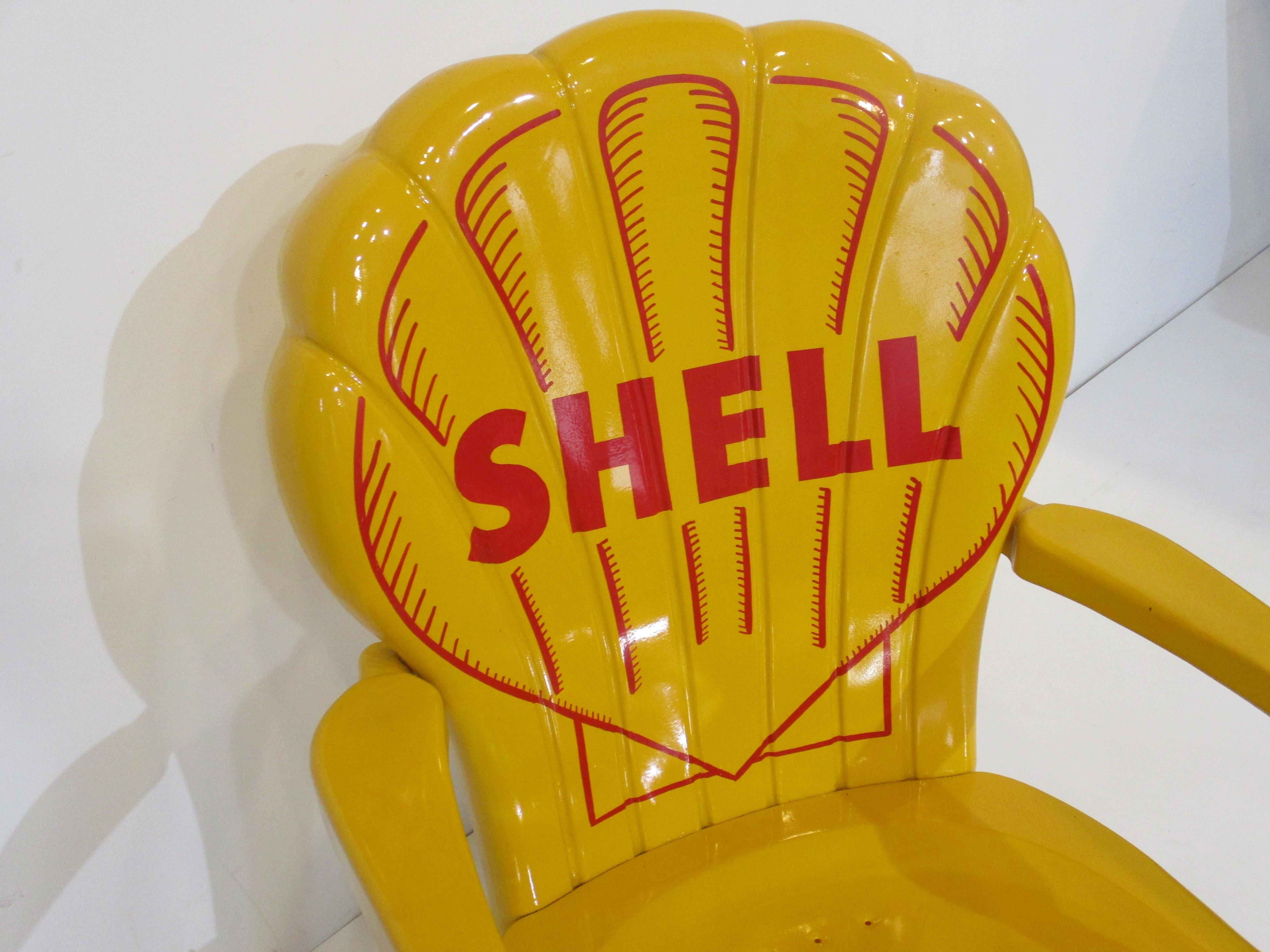 20th Century Vintage Petroliana Metal Shell Oil Gas Station Chair 