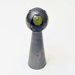 Vintage Pewter and Glass Hand Bell by Gunnar Havstad, Norway 1950s