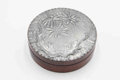 Vintage Pewter and Wooden Round Box, Italy, Early 20th Century