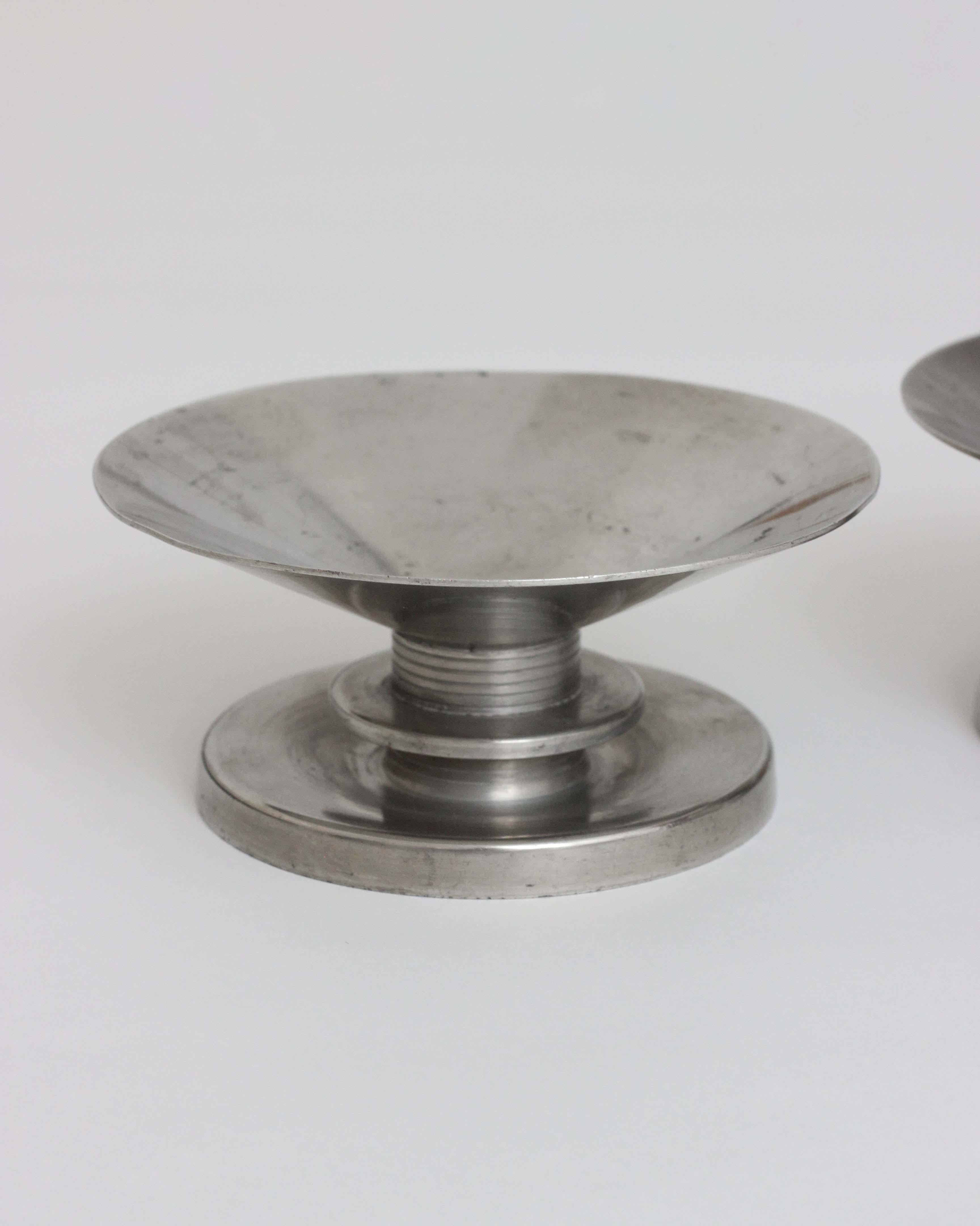 20th Century Vintage Pewter Candlesticks by Sylvia Stave, Art Deco, 1930s, C.G. Hallberg For Sale
