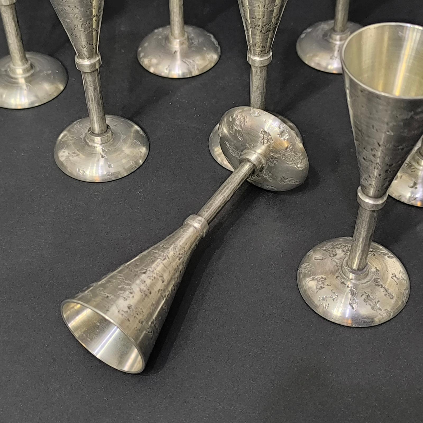 Vintage Pewter Cocktail Shaker Set of 32 Pieces, Viking Style, Norway 1970s For Sale 7