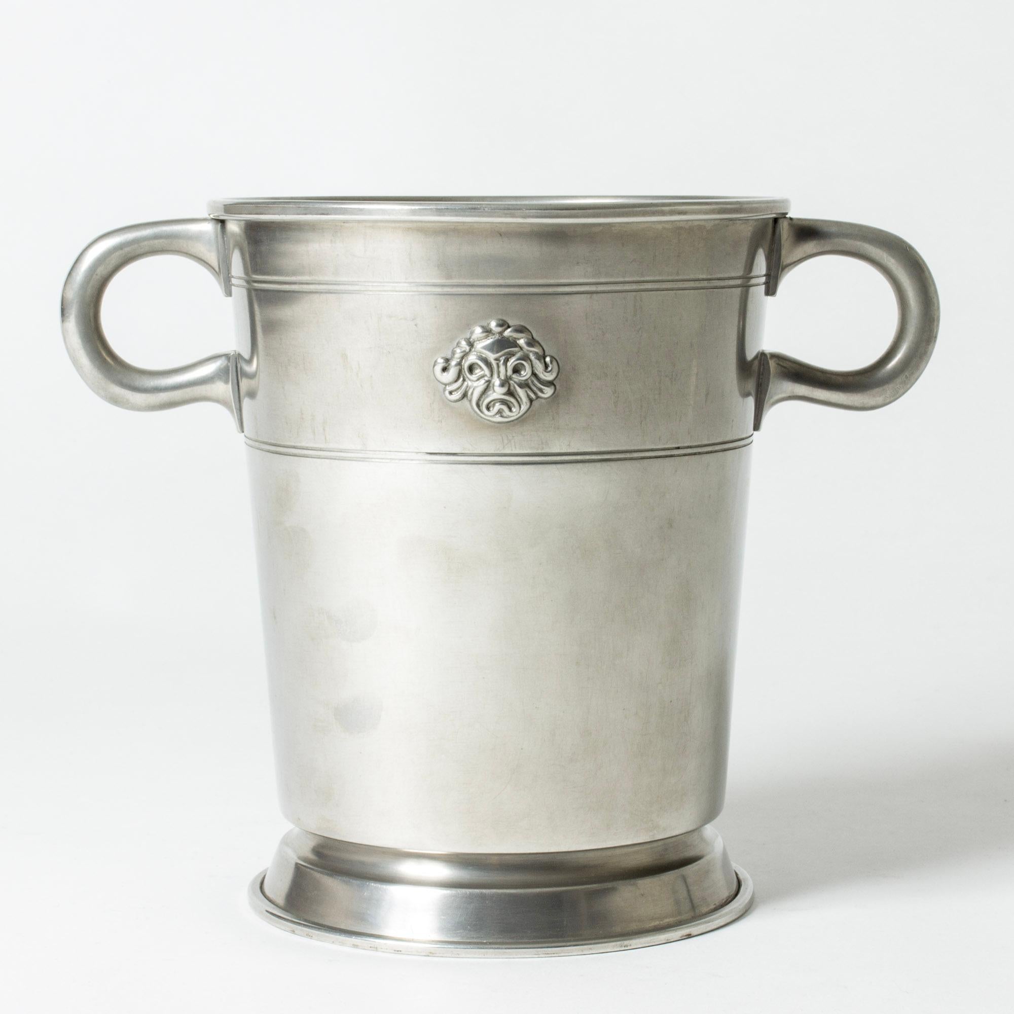 Swedish Vintage Pewter Ice Bucket by Hugo Ghelin, Ystad Metall, Sweden, 1928 For Sale