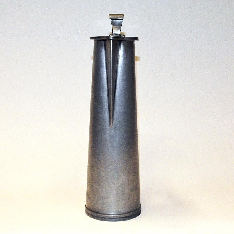 Norwegian Vintage pewter jug with leather handle by Gunnar Havstad, Norway 1950s For Sale