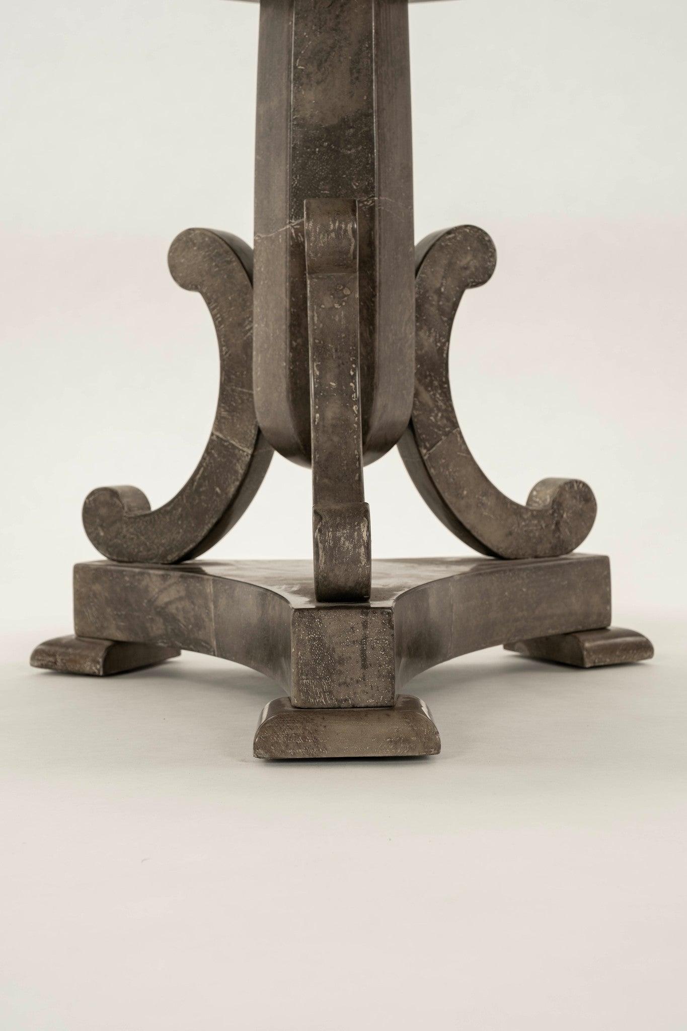 Colombian Vintage Pewter Leaf Parchment Side Table