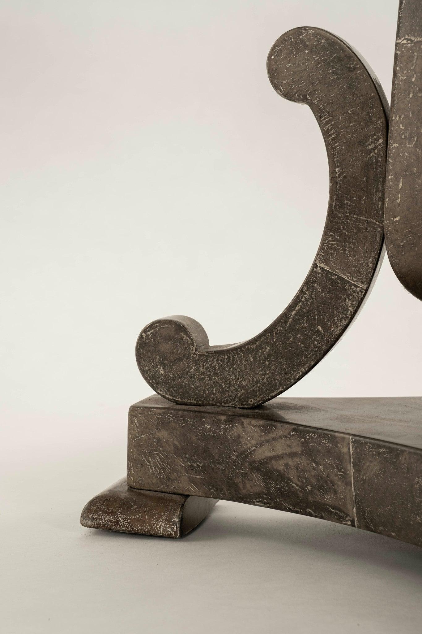 Vintage Pewter Leaf Parchment Side Table In Good Condition In Houston, TX