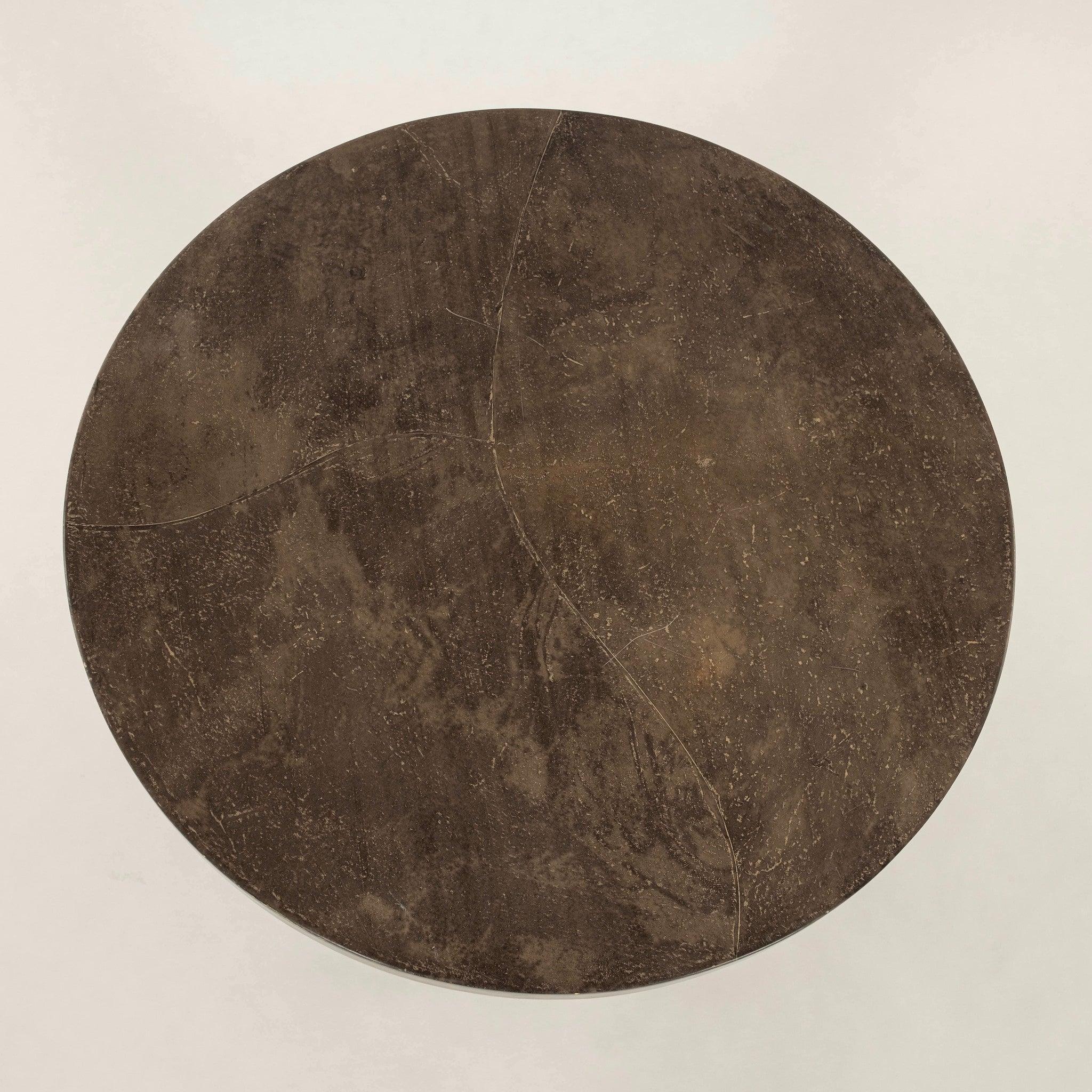20th Century Vintage Pewter Leaf Parchment Side Table