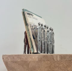 Vintage pewter letter holder with nude figures by Patrick Meyer, 20th century