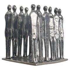 Vintage pewter letter holder with nude figures by Patrick Meyer, 20th century 