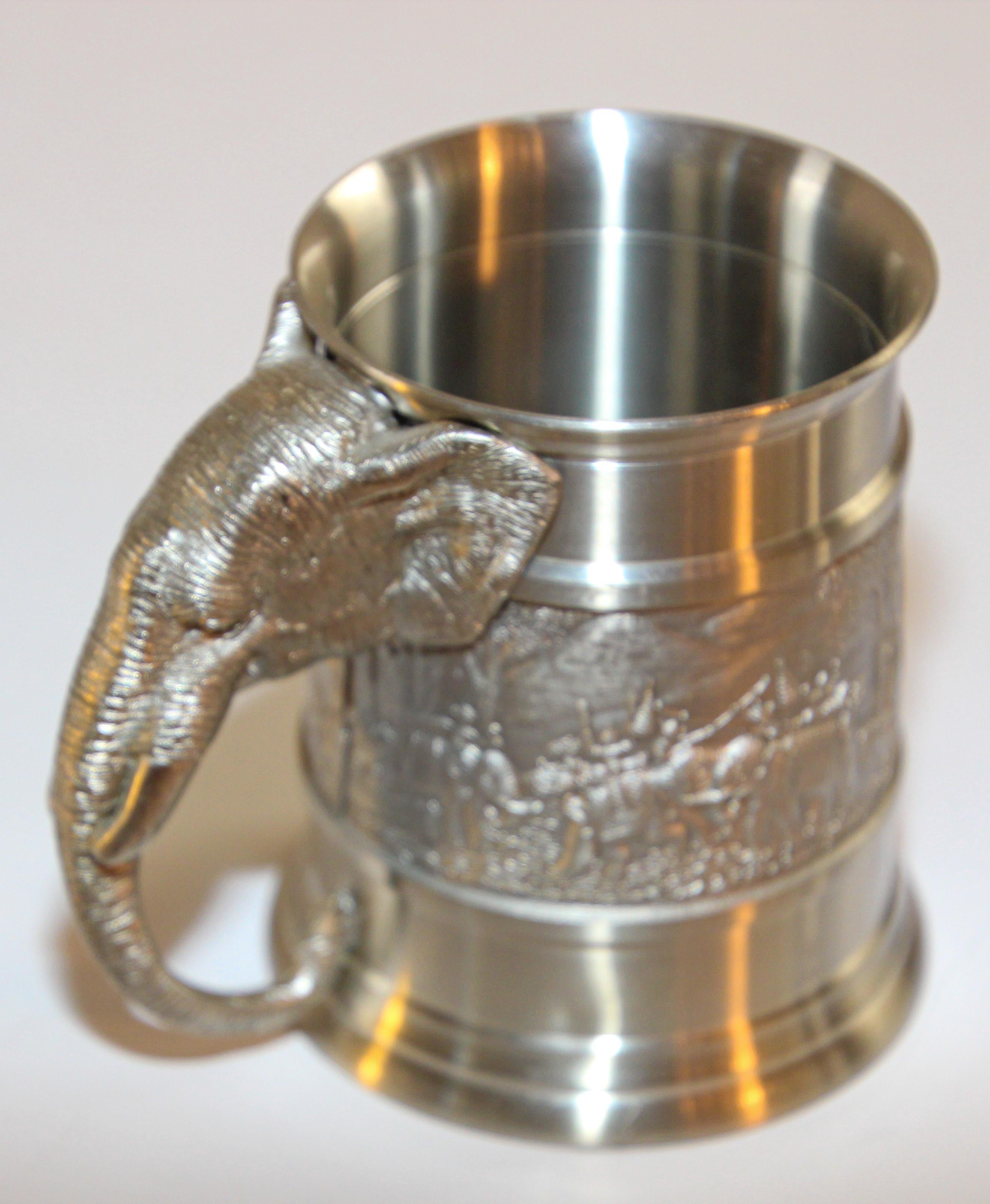 Vintage Pewter Mug from Thailand with Elephant Head Handle 10