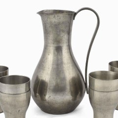 Vintage Pewter Pitcher with Cups by Harald Buchrucker, Germany, 1960s
