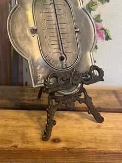 Vintage Pewter wall Thermometer with 3 different temperature Scales
