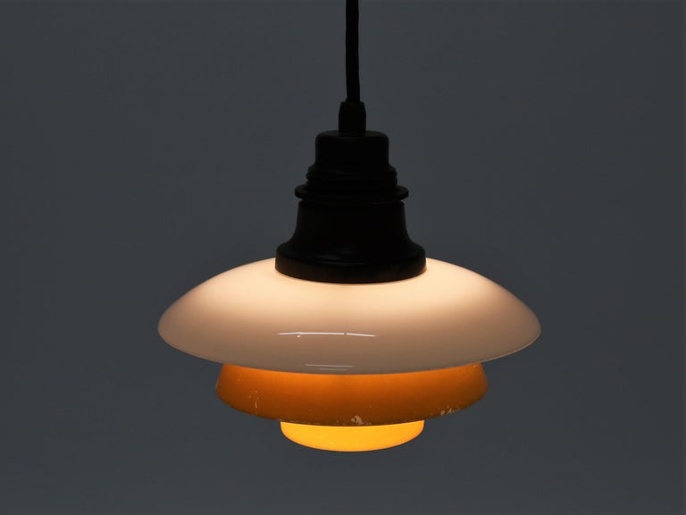 Vintage Ph 2 2 Pendant Patented With Glass Shades 1930s Poul Henningsen At 1stdibs
