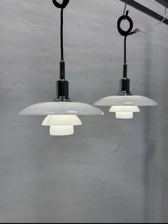 Vintage PH 3/2 Pendant Lamps in White Opaline Glass by Poul Henningsen for Louis