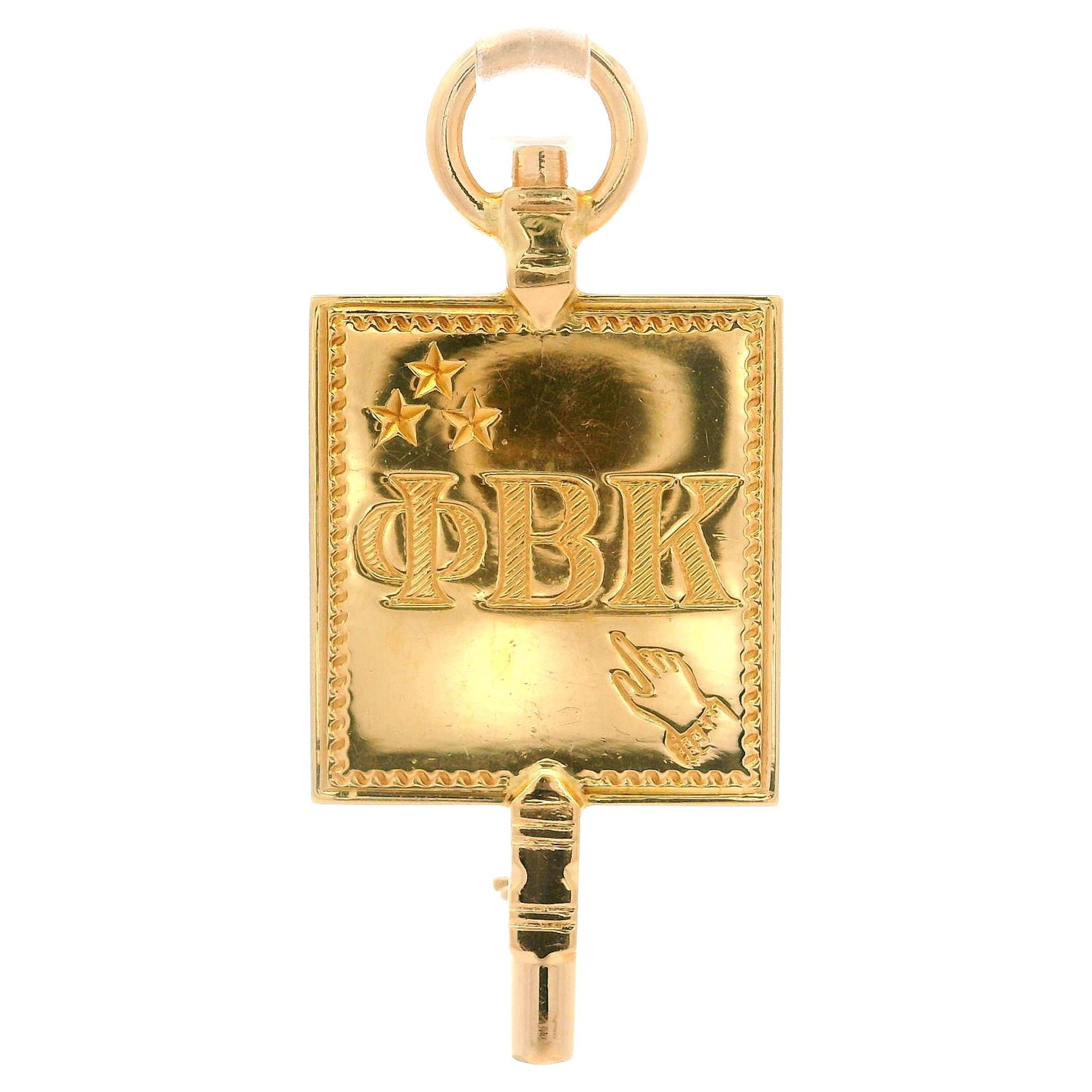 Broche vintage Phi Beta Kappa 1776 de oro amarillo macizo de 14 quilates