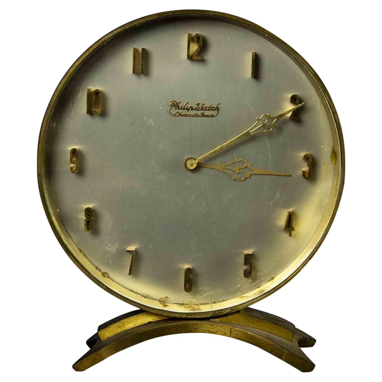 Vintage Philip Watch Table Clock, Half of 20th Century