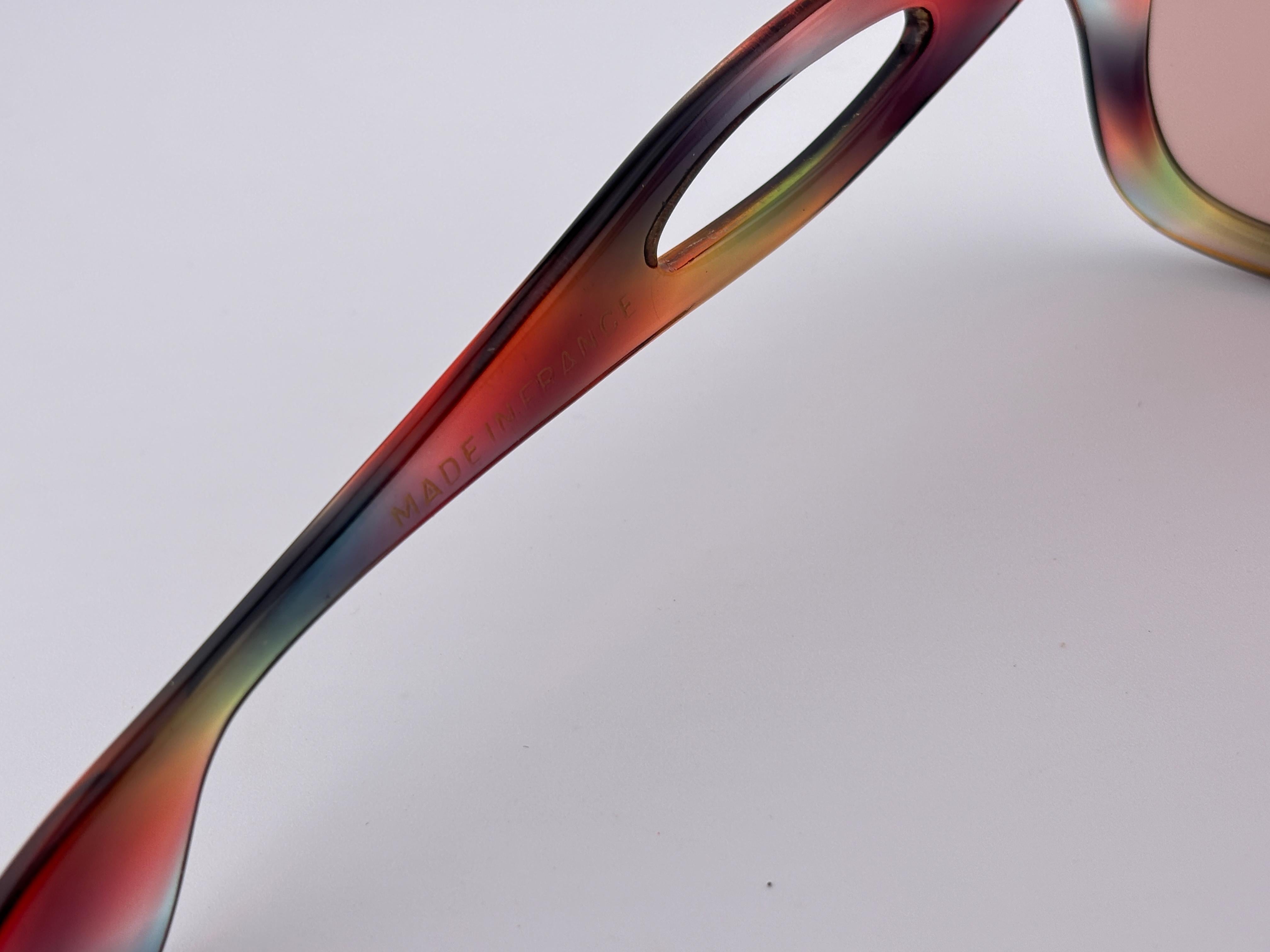 Vintage Philippe Chevallier Mehrfarbige Sonnenbrille in Übergröße 1960 Frankreich (Braun) im Angebot