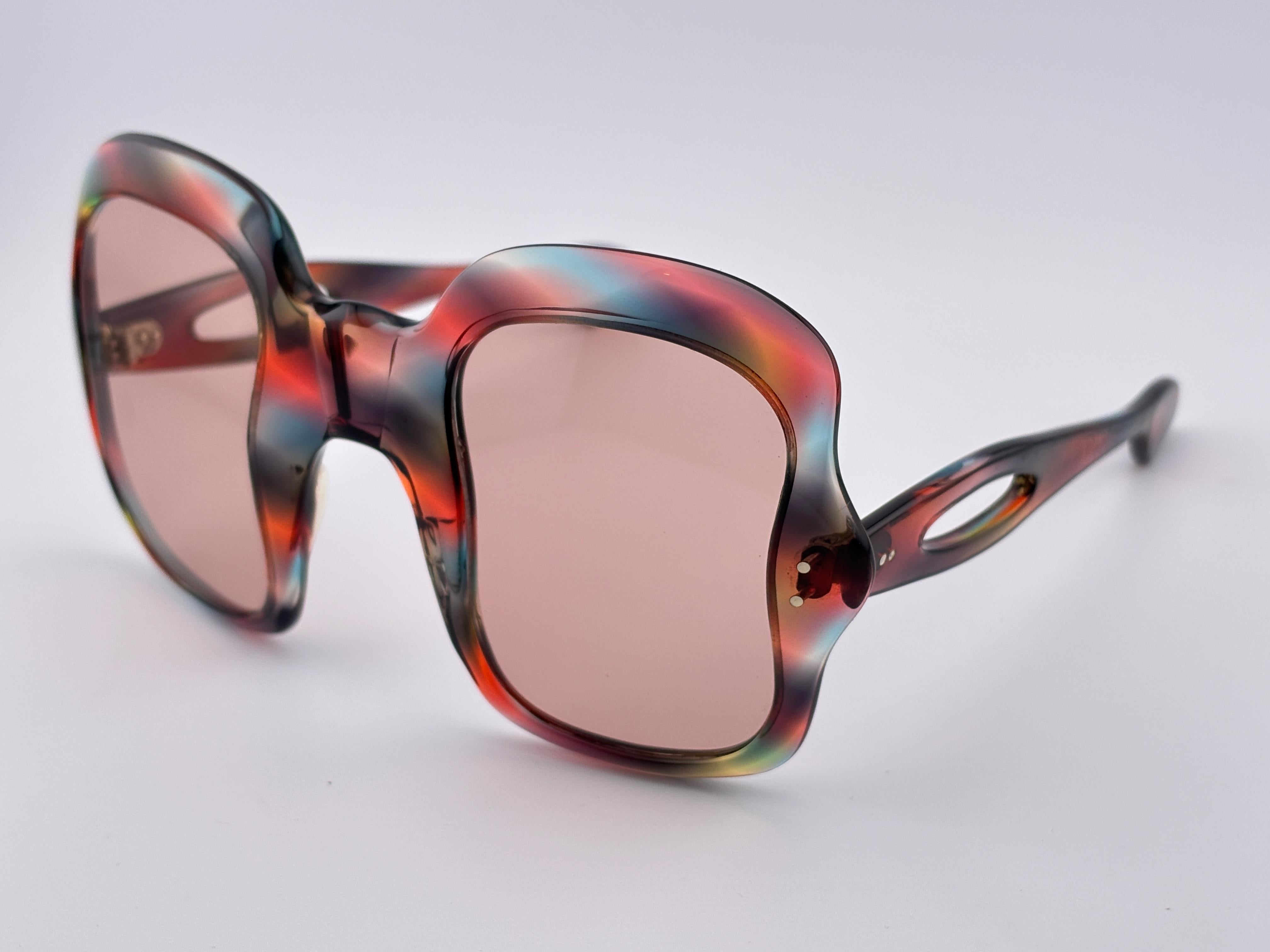 Vintage Philippe Chevallier Mehrfarbige Sonnenbrille in Übergröße 1960 Frankreich für Damen oder Herren im Angebot