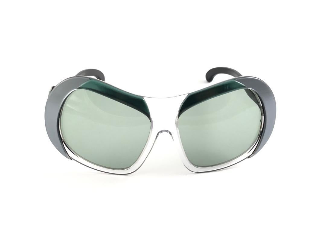 Gray Vintage Philippe Chevallier Oversized 1970's Made in France Sunglasses For Sale