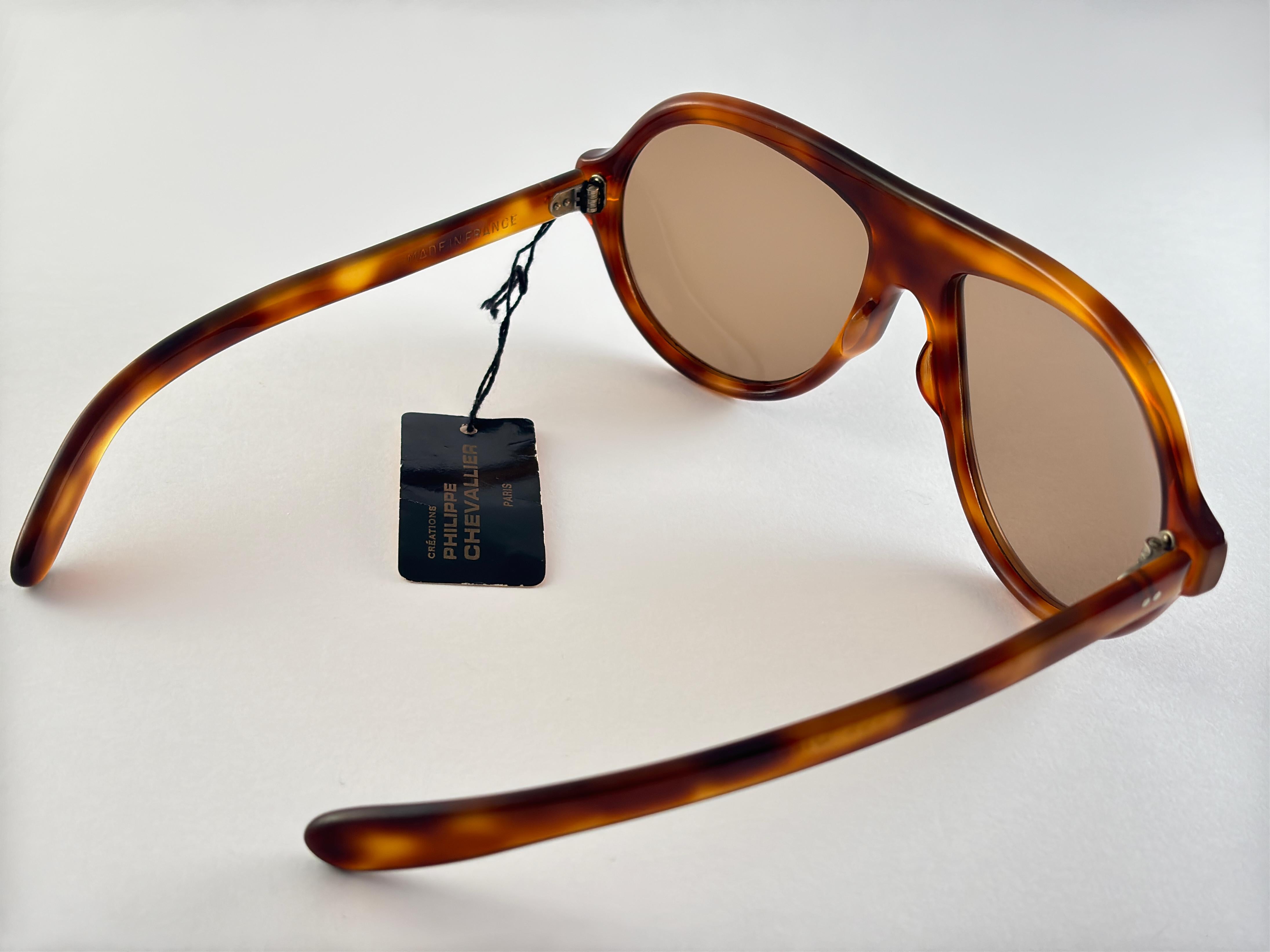 Brown Vintage Philippe Chevallier Pour Frank Olivier Oversized Sunglasses 1960 France For Sale