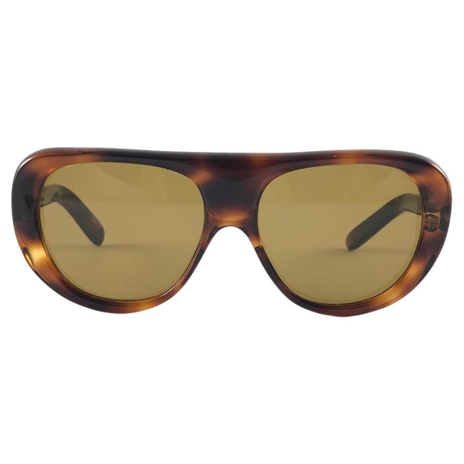 Vintage Philippe Chevallier Robust Dark Tortoise Frame 1970S France Sunglasses For Sale