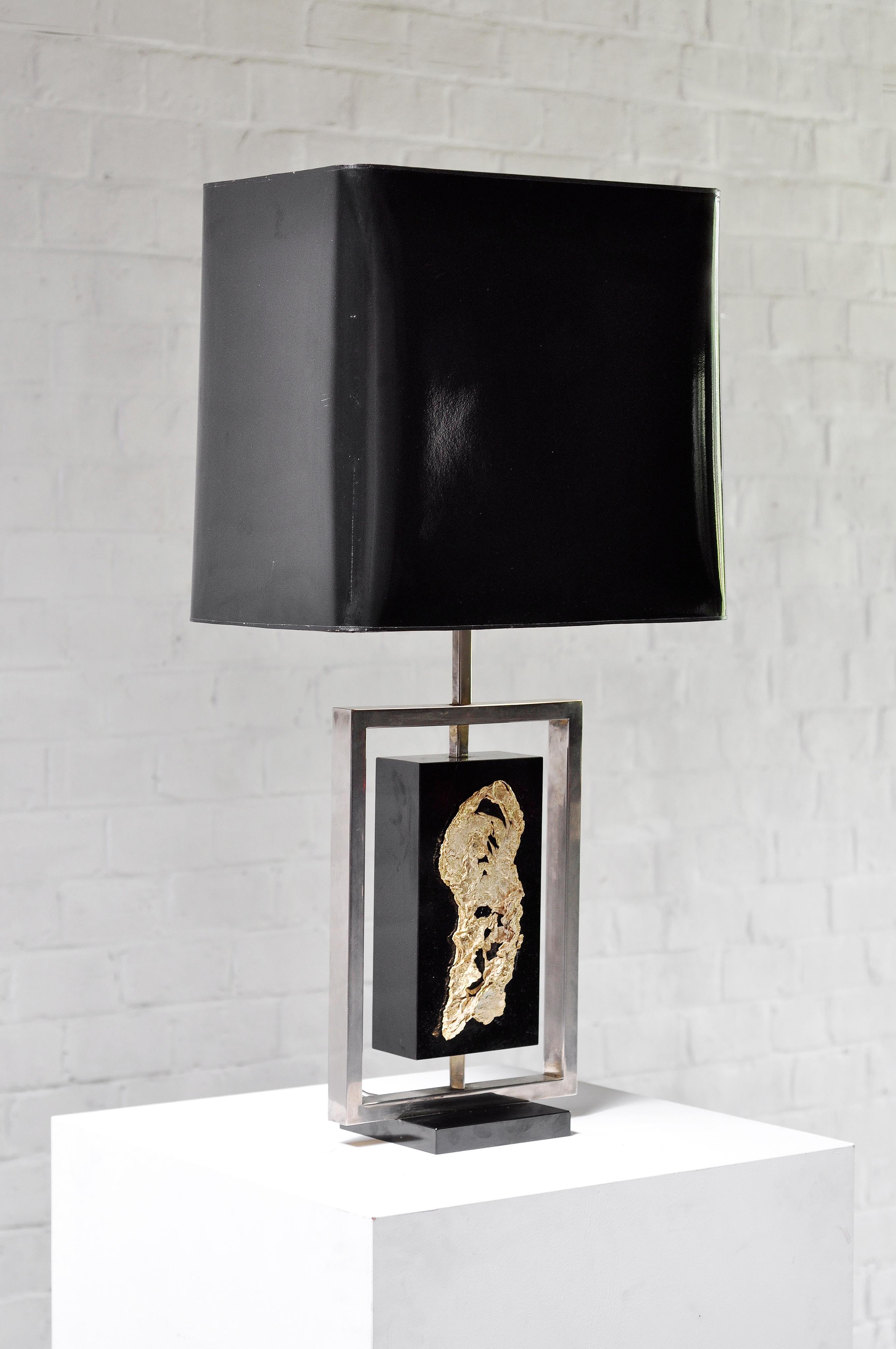 Vintage Philippe Cheverny Gold Modernist Table Lamp, France 1970's In Good Condition For Sale In Zwijndrecht, Antwerp