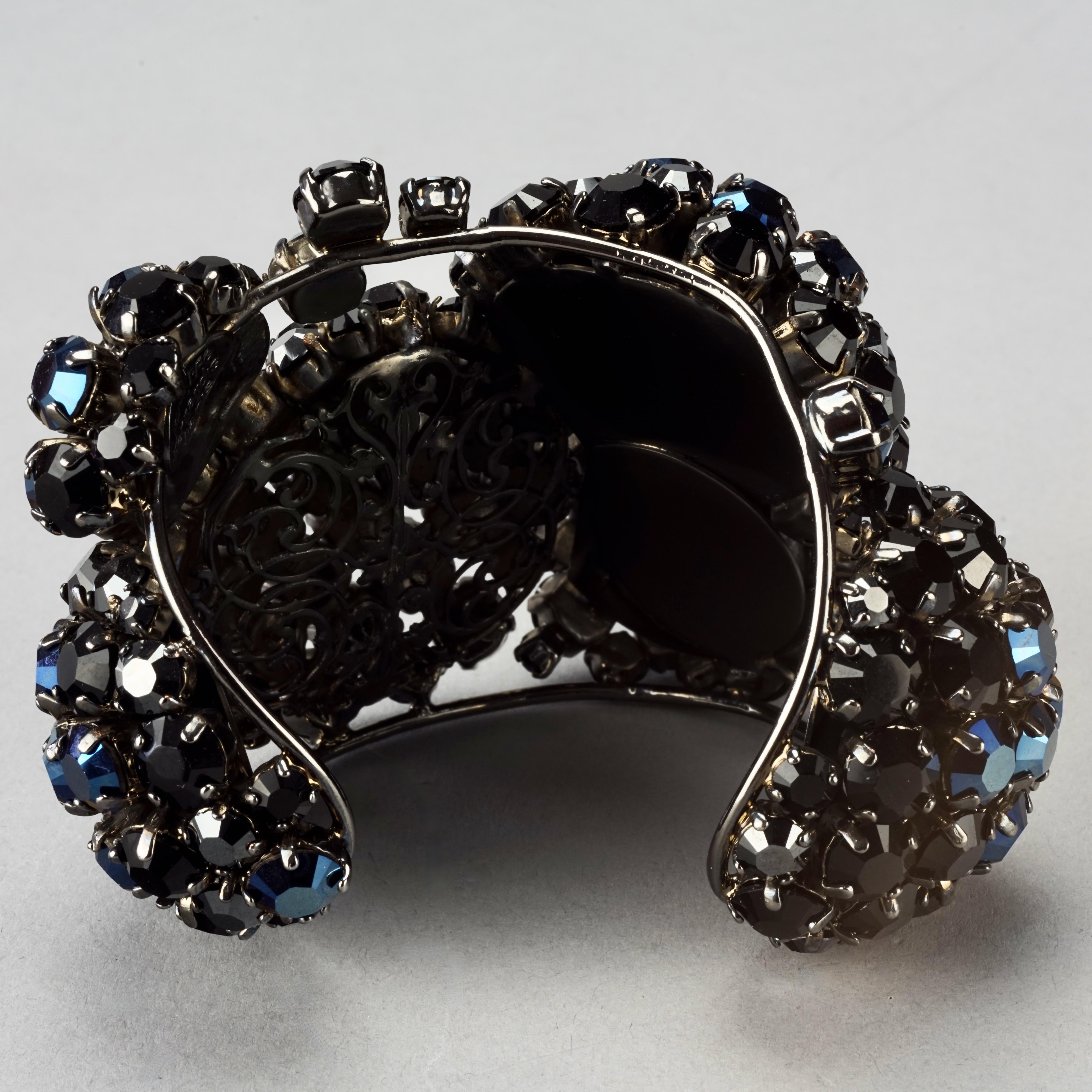 Vintage PHILIPPE FERRANDIS Dramatic Crystal Wide Cuff Bracelet For Sale 7