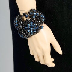 Bracelet manchette large vintage PHILIPPE FERRANDIS Dramatic Crystal